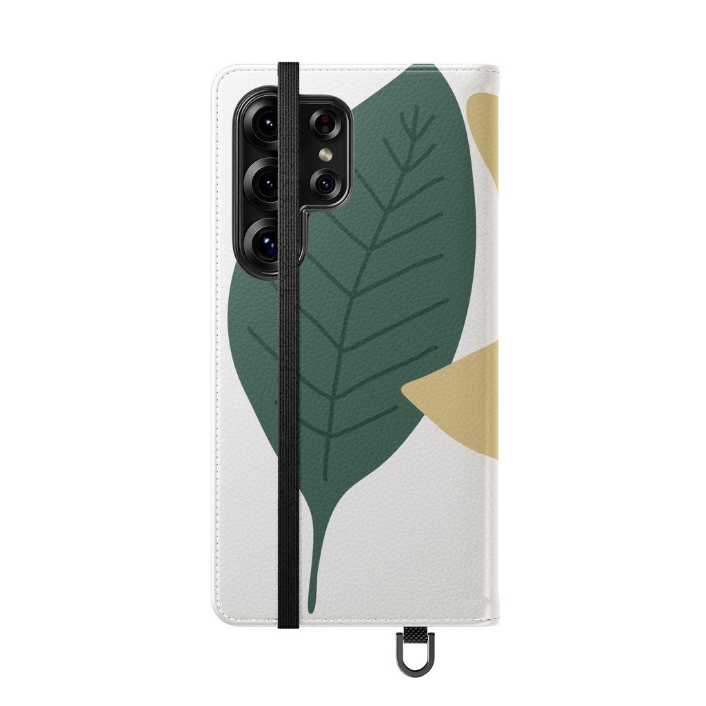 Botanical Leaf Flip Phone Case — Floral Wallet Flip Case with Card Slots