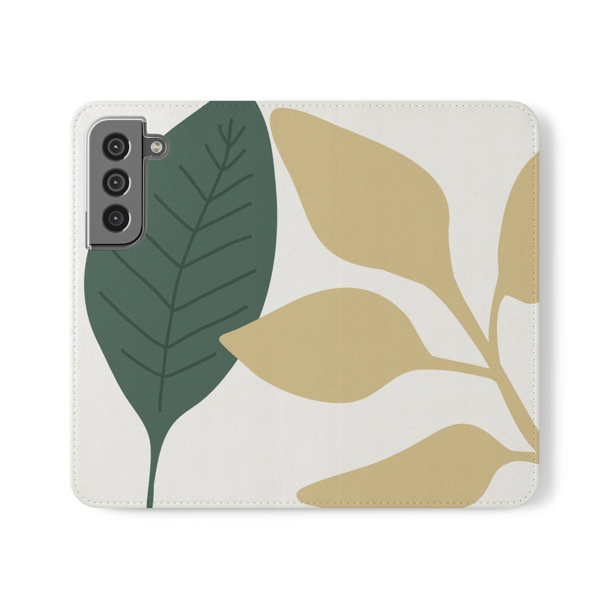 Botanical Leaf Flip Phone Case — Floral Wallet Flip Case with Card Slots