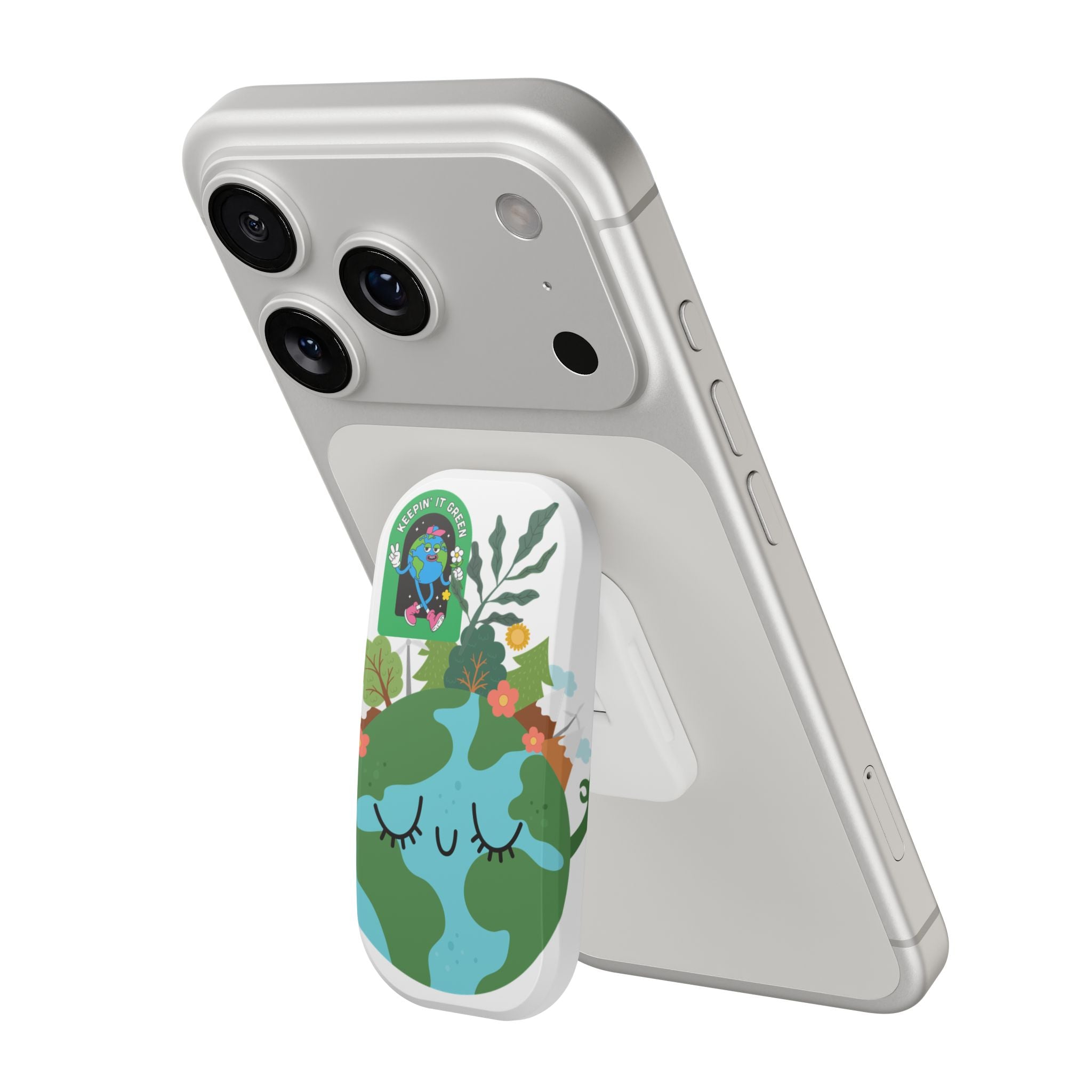 Earth Smile Phone Stand — Eco-Friendly "Keepin' It Green" PopGrip