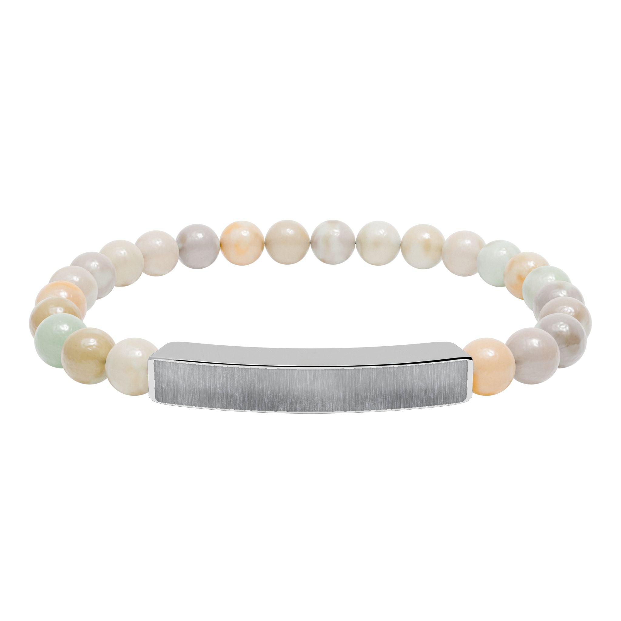 Engravable Natural Stone Stretch Bar Bracelet