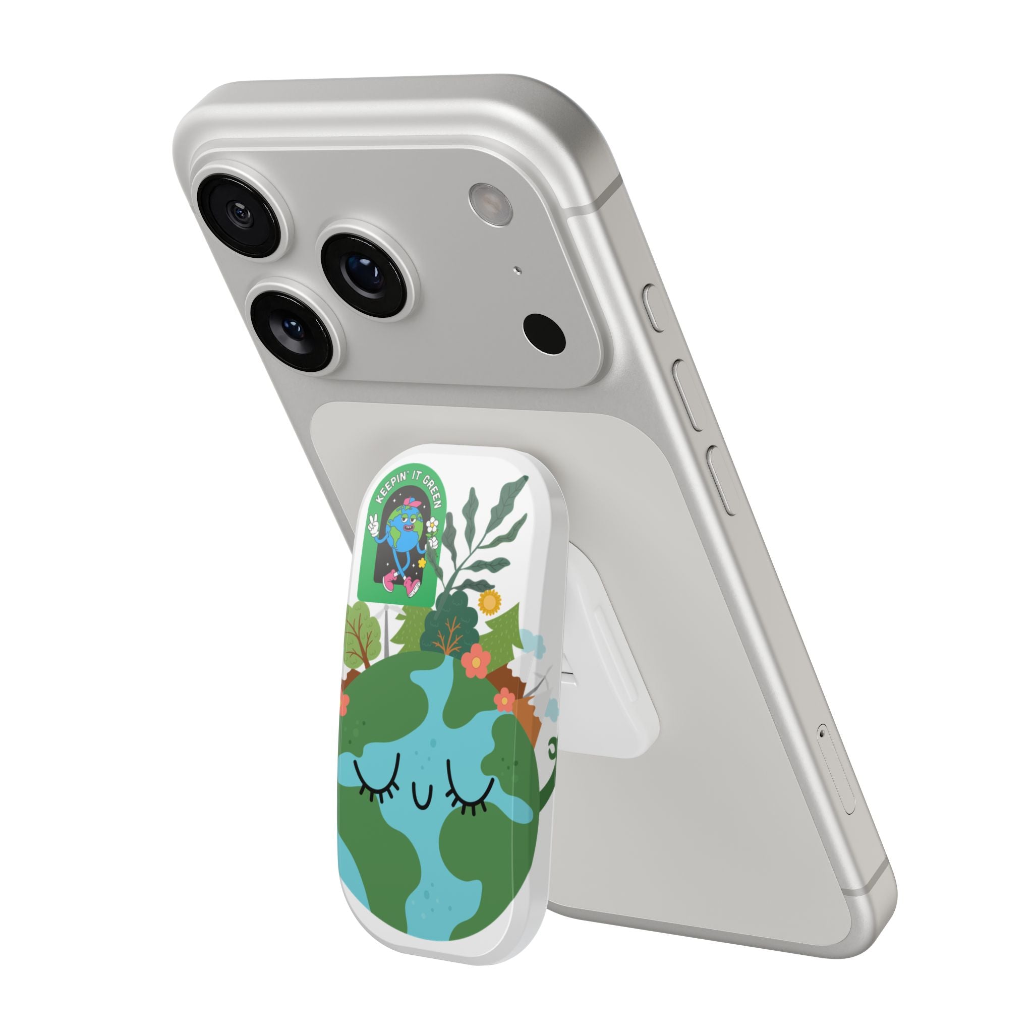 Earth Smile Phone Stand — Eco-Friendly "Keepin' It Green" PopGrip
