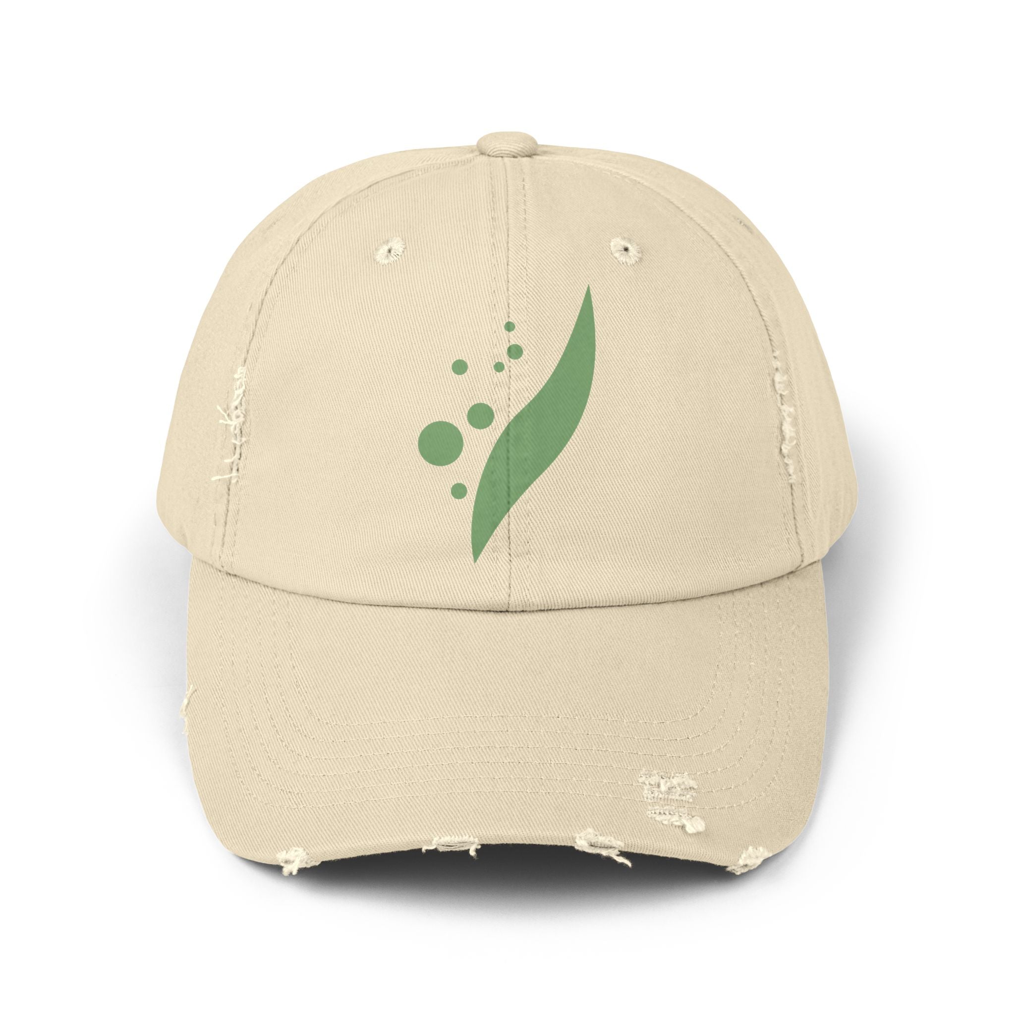Distressed Leaf Logo Cap — Eco Minimalist Dad Hat