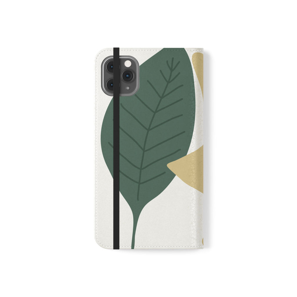 Botanical Leaf Flip Phone Case — Floral Wallet Flip Case with Card Slots