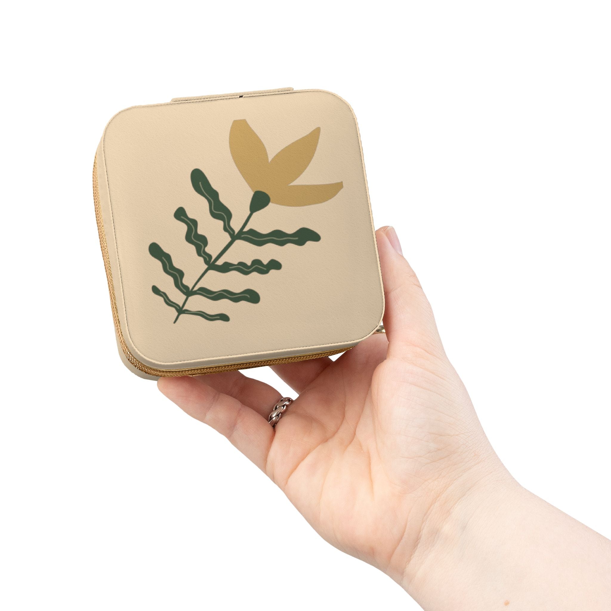 Floral Mini Jewelry Travel Case — Compact Ring & Earring Organizer