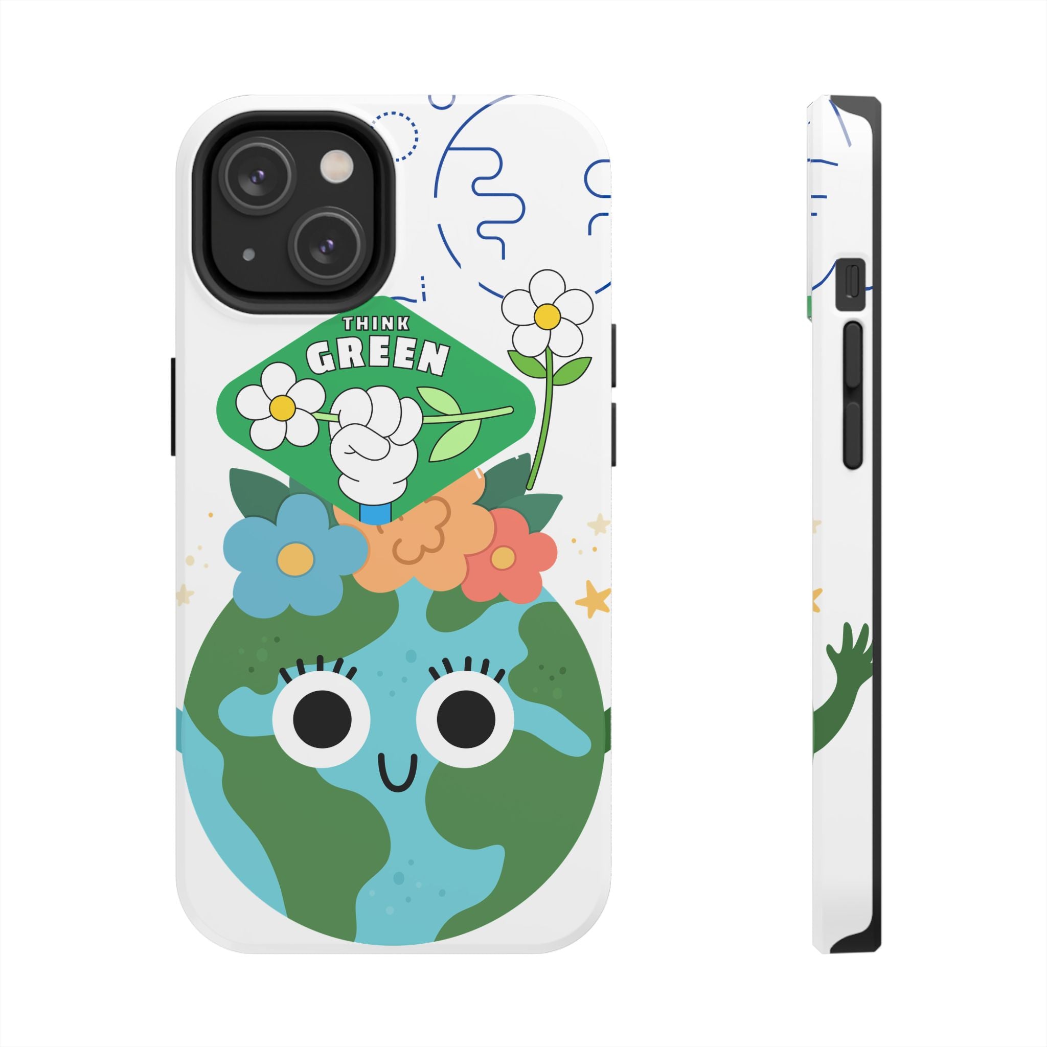 Eco Cute 'Think Green' Tough Phone Case — Earth Day Protective iPhone Cover