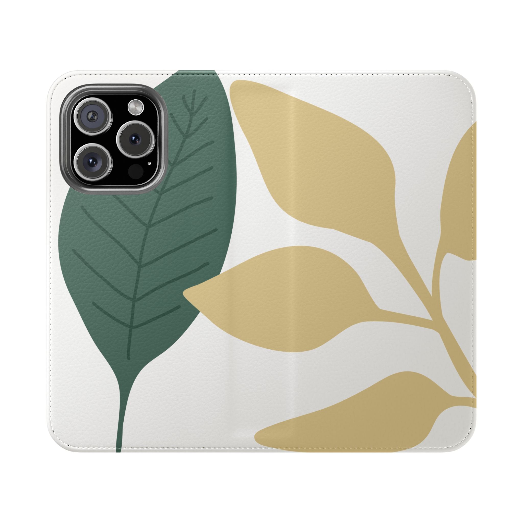 Botanical Leaf Flip Phone Case — Floral Wallet Flip Case with Card Slots