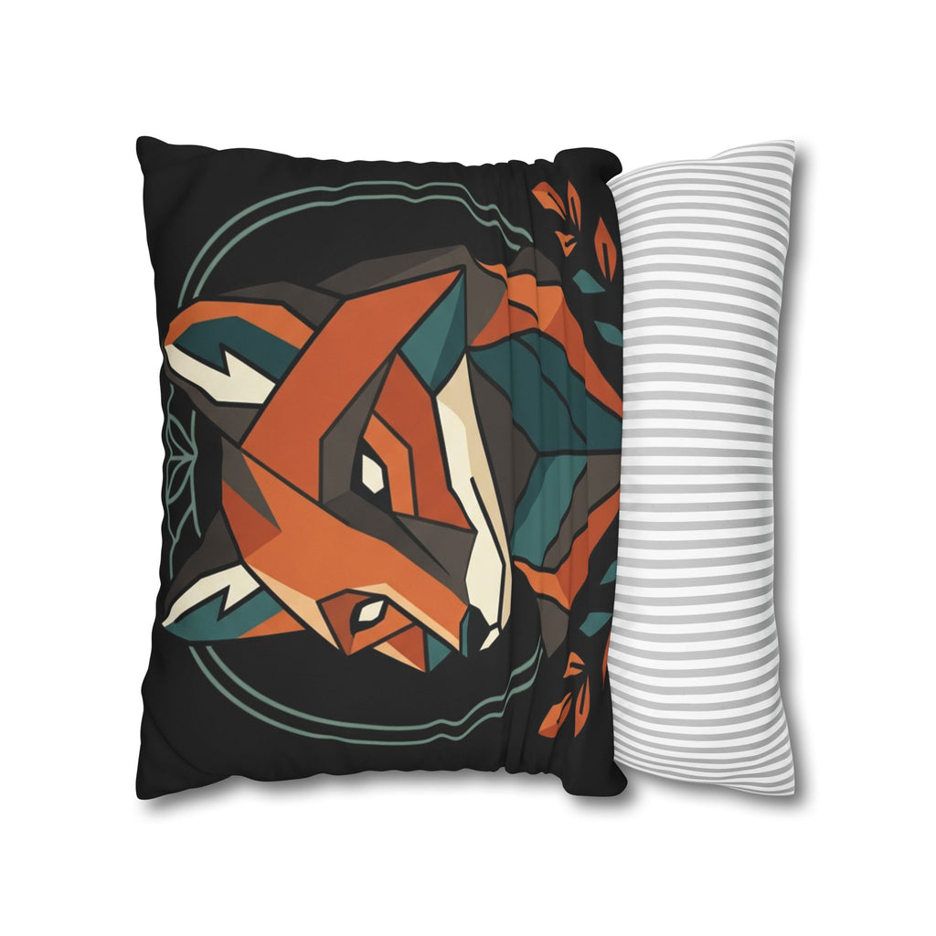 Geometric Fox Throw Pillowcase — Modern Rustic Accent Pillow Cover