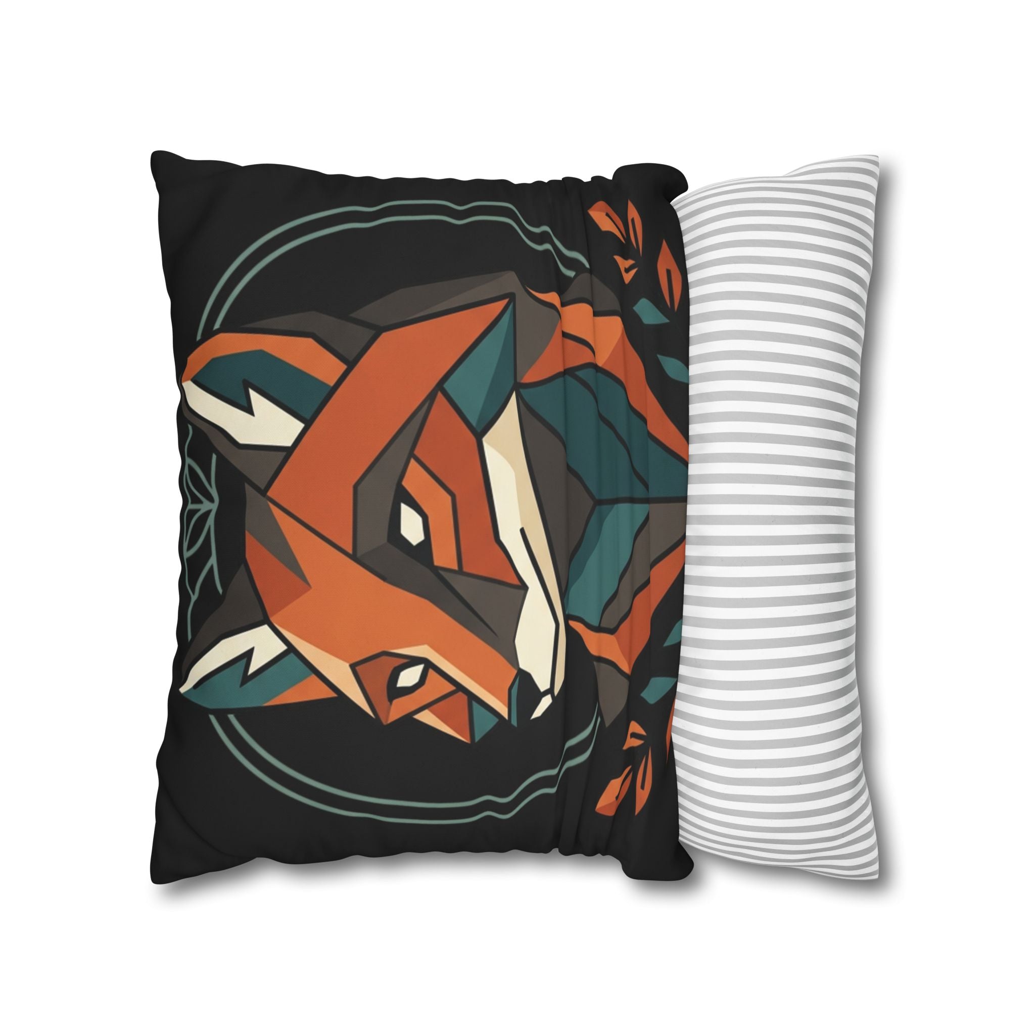 Geometric Fox Throw Pillowcase — Modern Rustic Accent Pillow Cover
