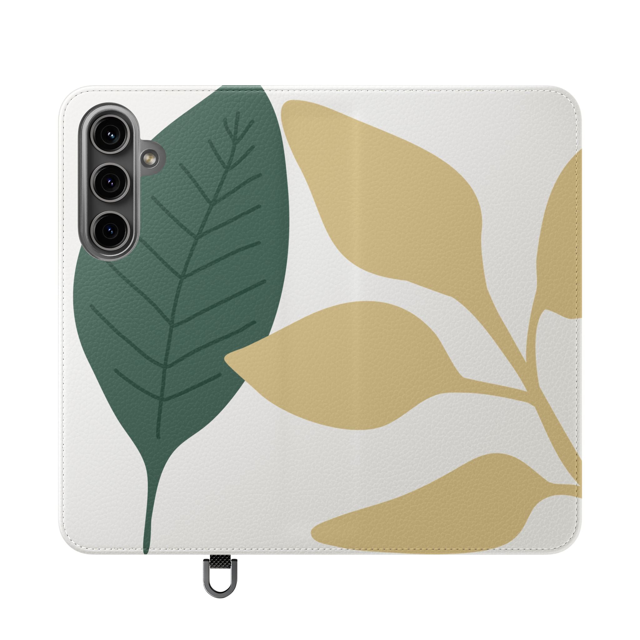 Botanical Leaf Flip Phone Case — Floral Wallet Flip Case with Card Slots