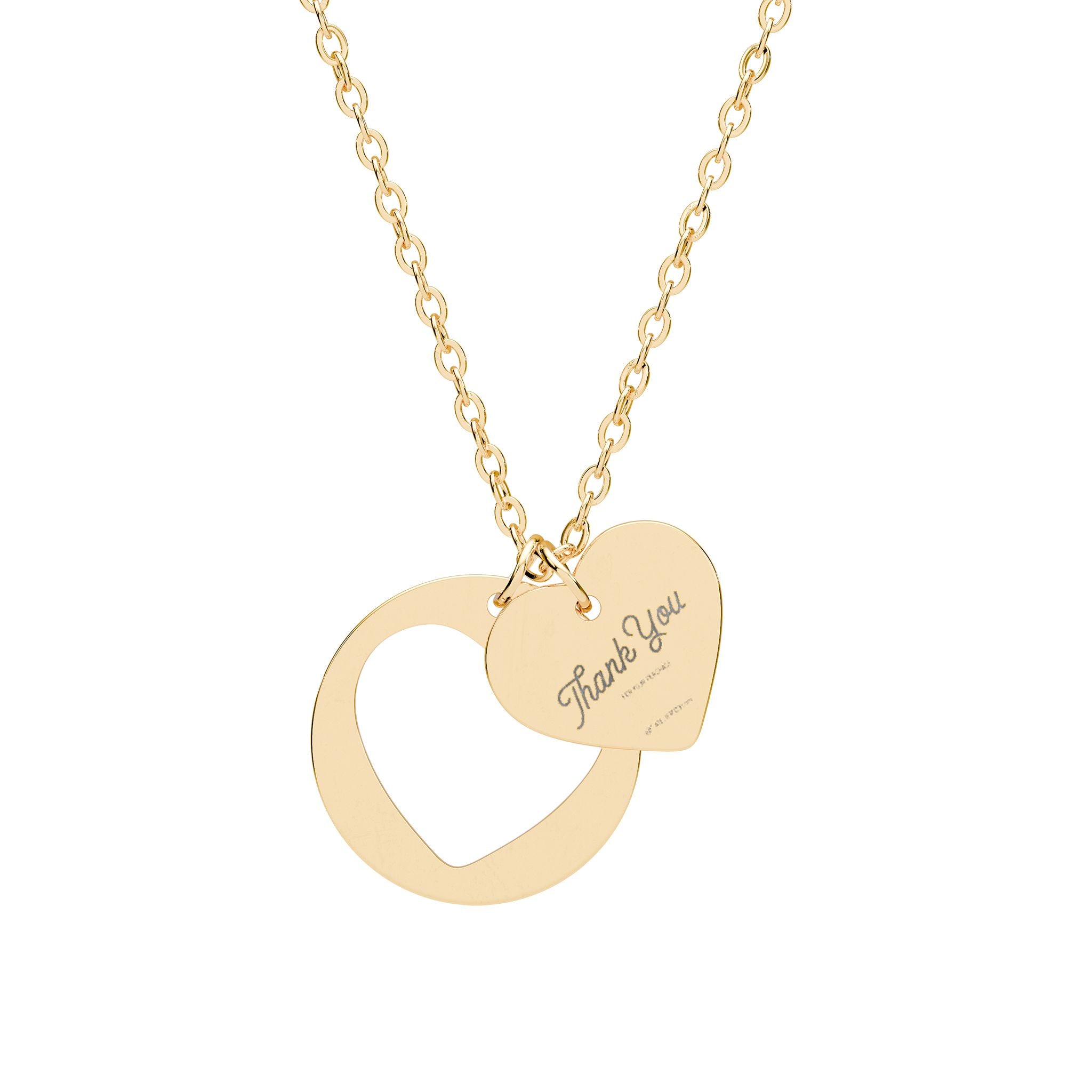 Engravable Heart Cutout Necklace – Personalized Double Pendant in Silver or Rose Gold