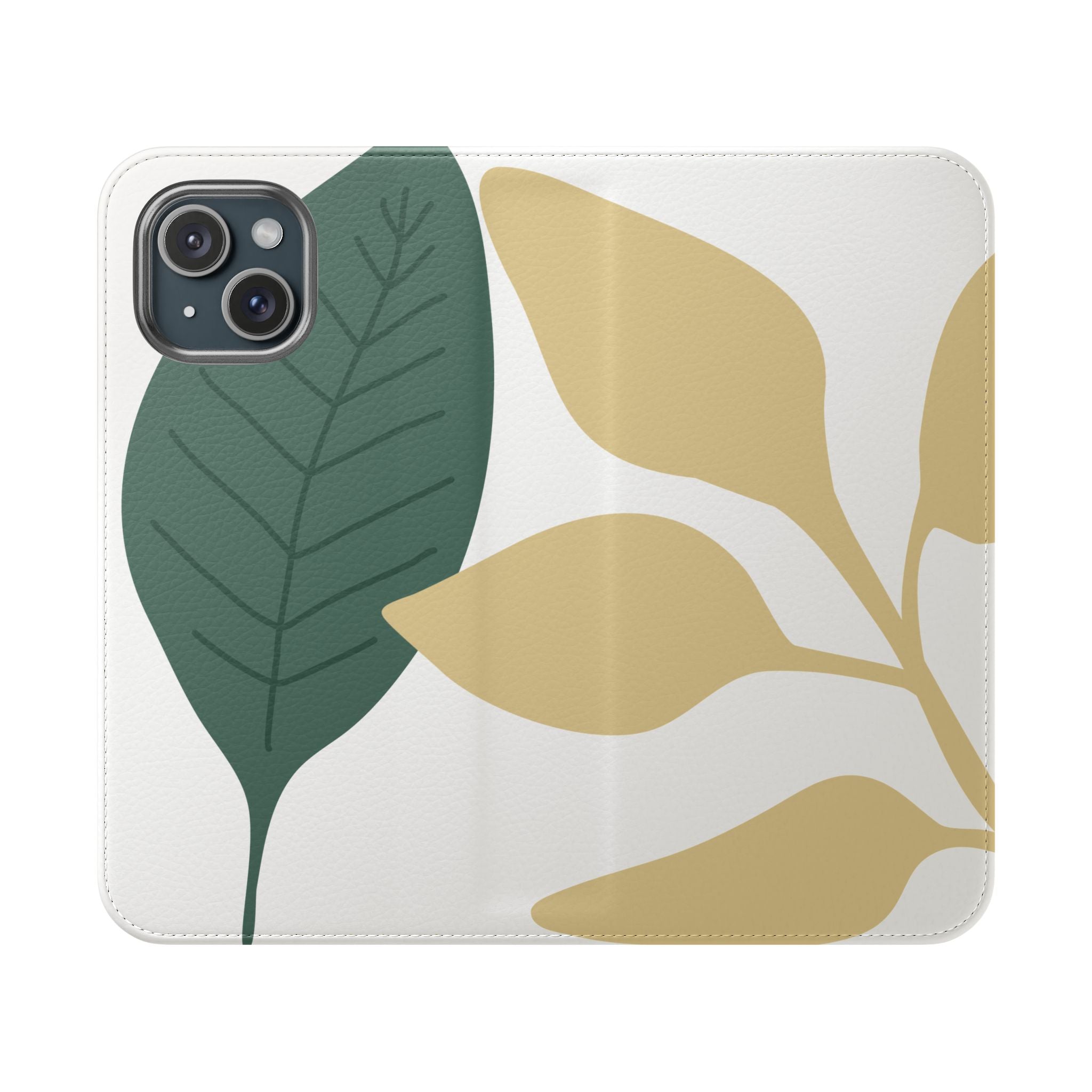 Botanical Leaf Flip Phone Case — Floral Wallet Flip Case with Card Slots