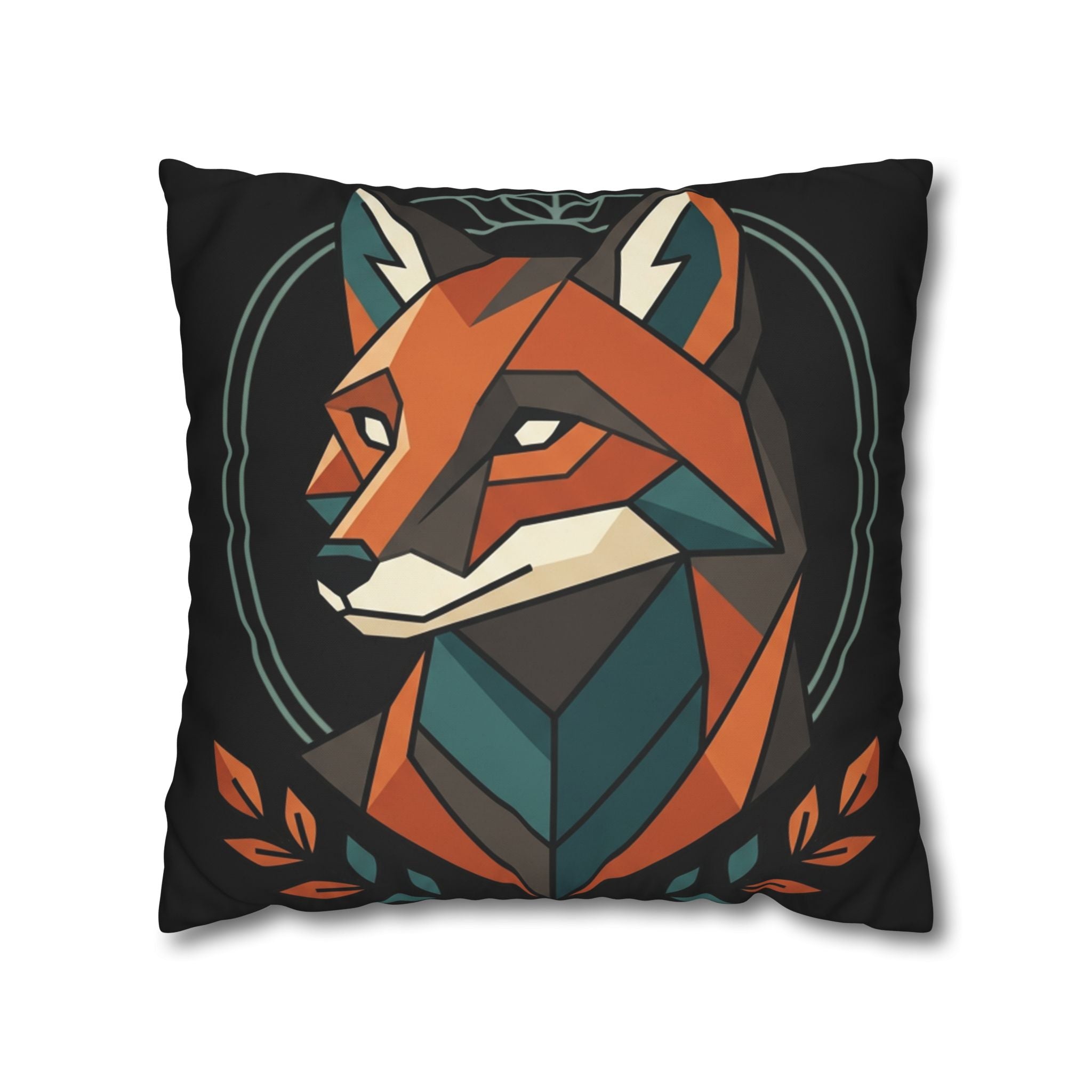 Geometric Fox Throw Pillowcase — Modern Rustic Accent Pillow Cover