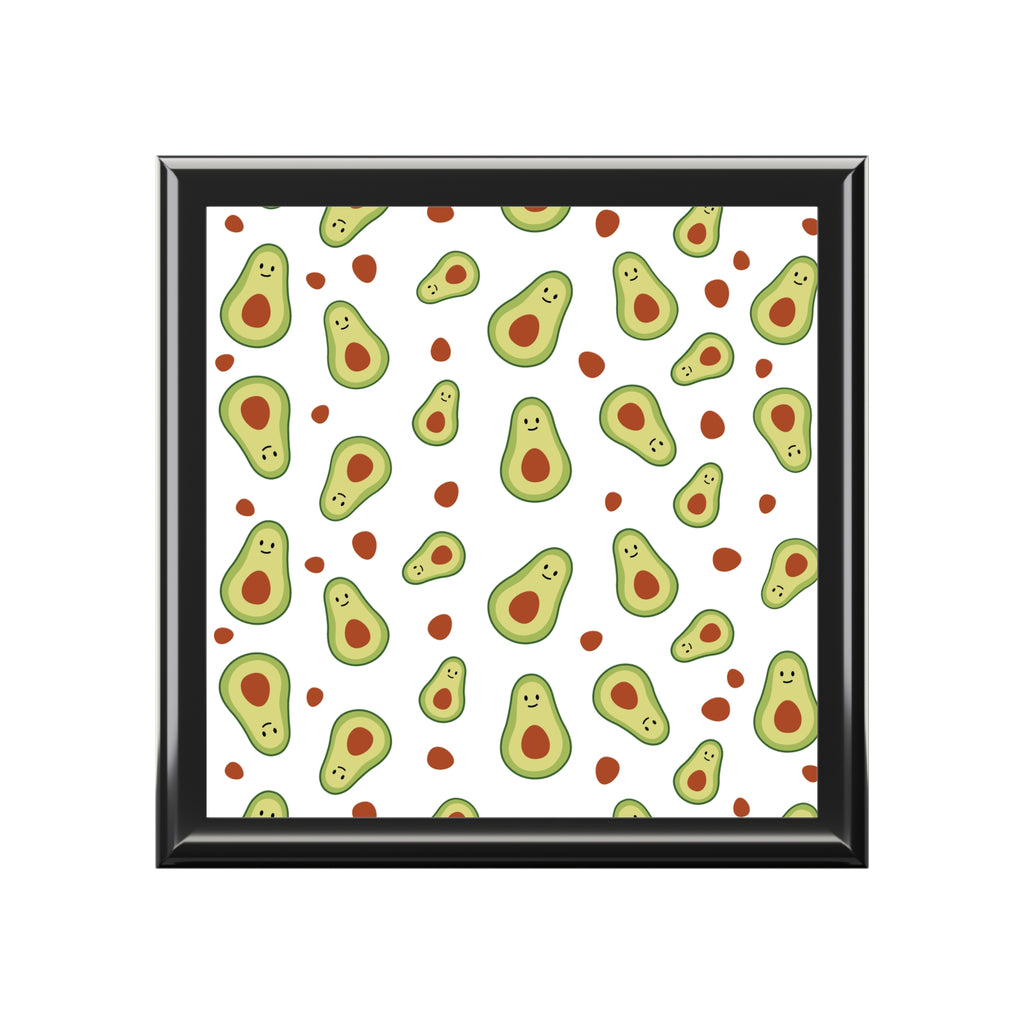 Avocado Pattern Jewelry Box — Cute Avocado Keepsake Box for Desk or Gift