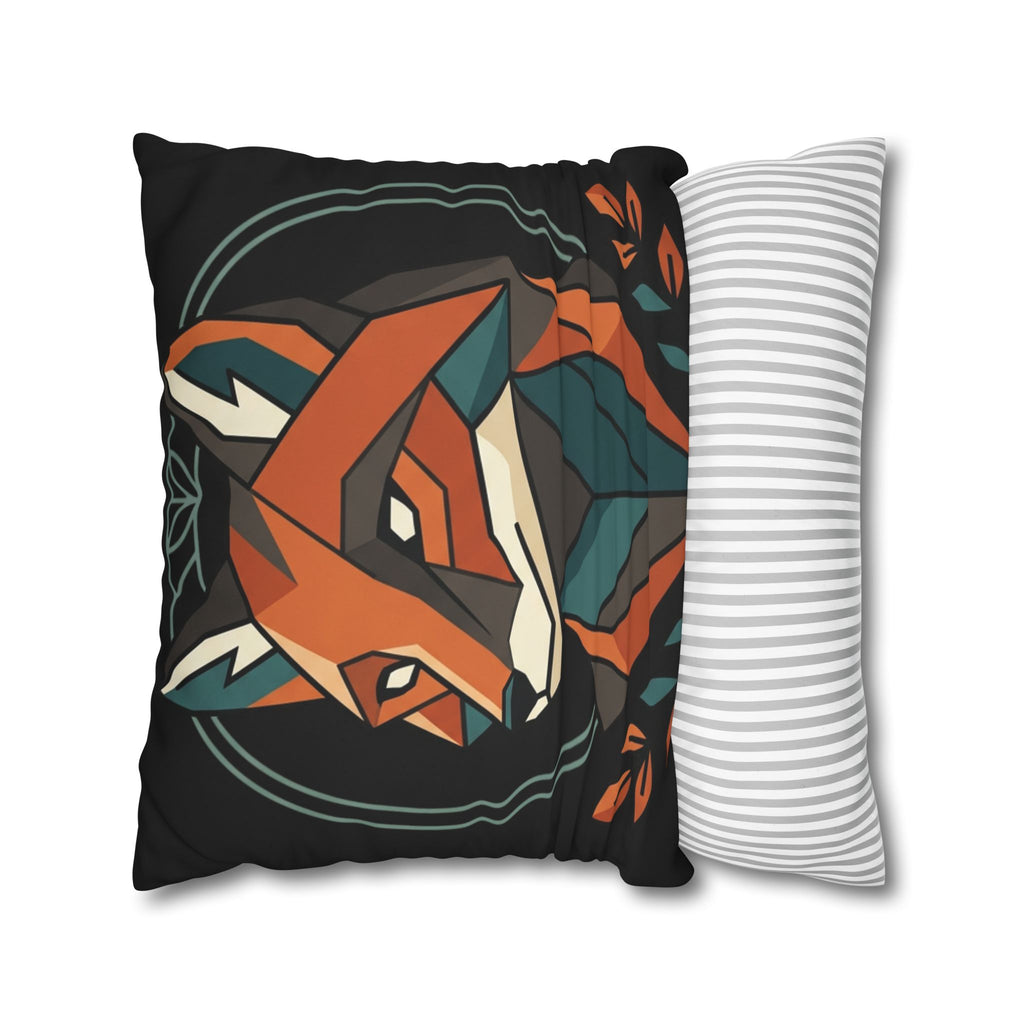 Geometric Fox Throw Pillowcase — Modern Rustic Accent Pillow Cover