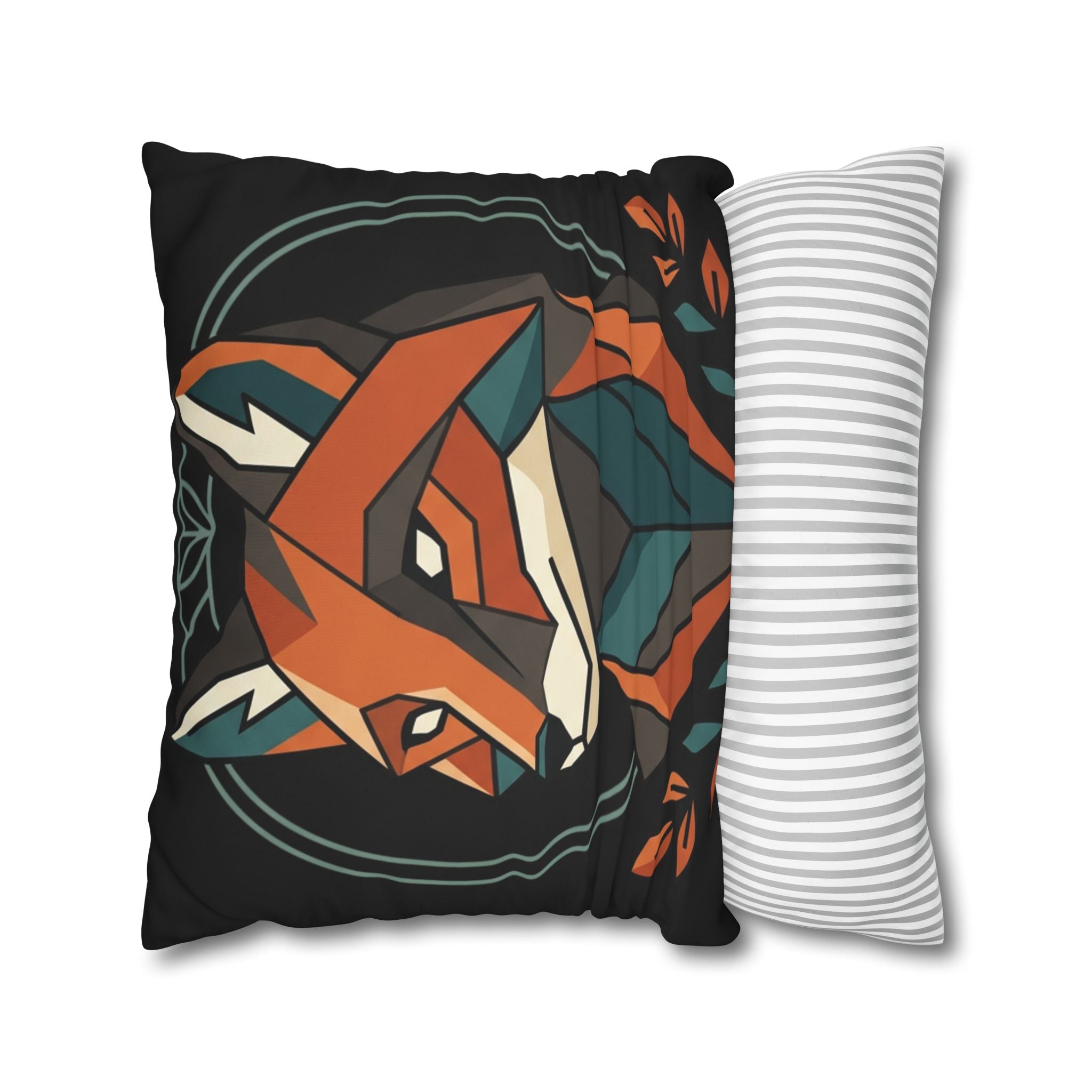 Geometric Fox Throw Pillowcase — Modern Rustic Accent Pillow Cover