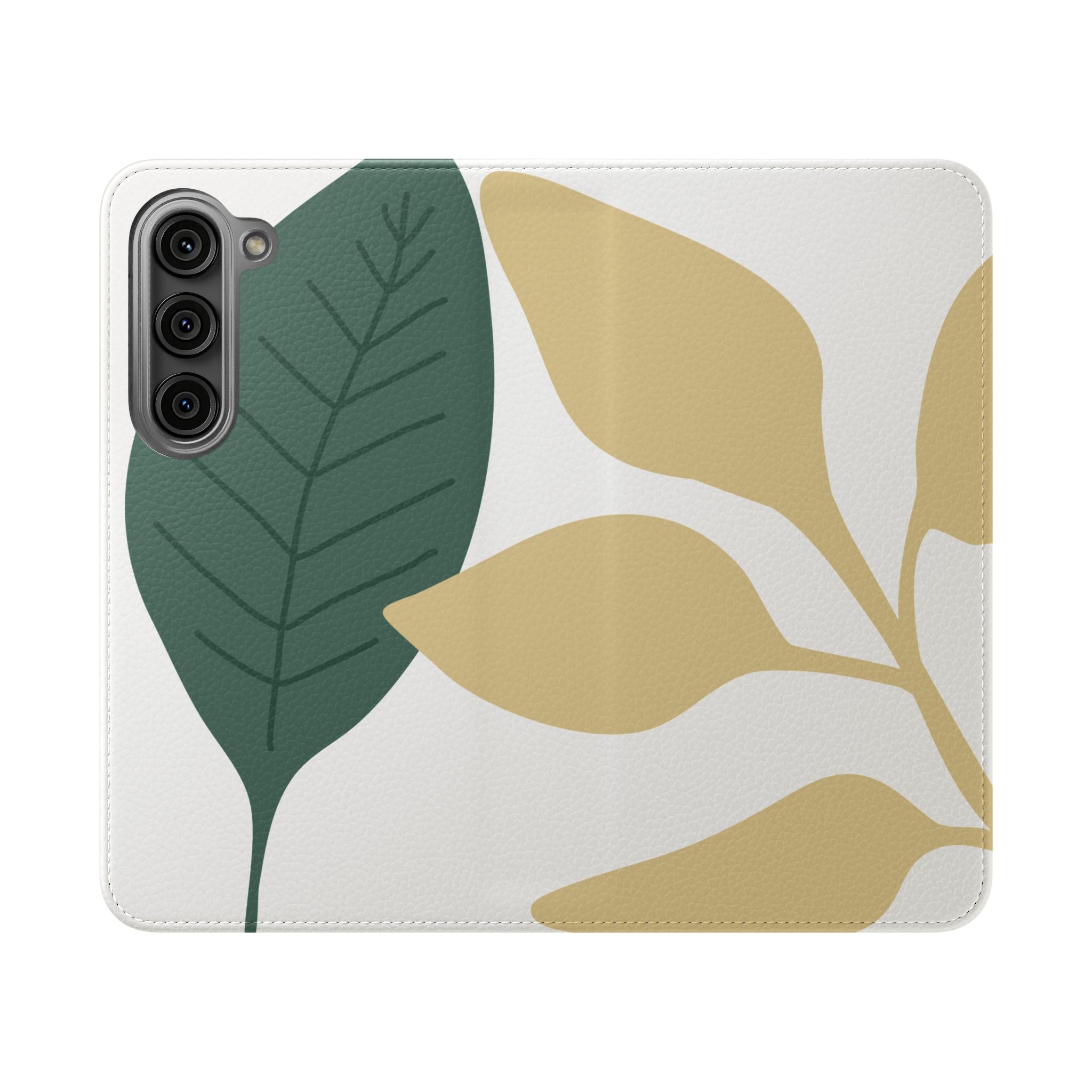 Botanical Leaf Flip Phone Case — Floral Wallet Flip Case with Card Slots