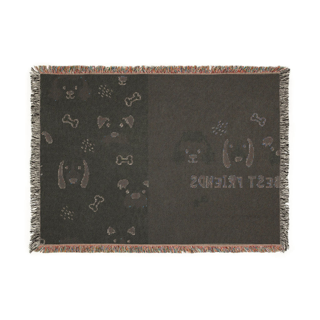Best Friends Dog Woven Throw Blanket — Cute Paw Print & Pup Pattern