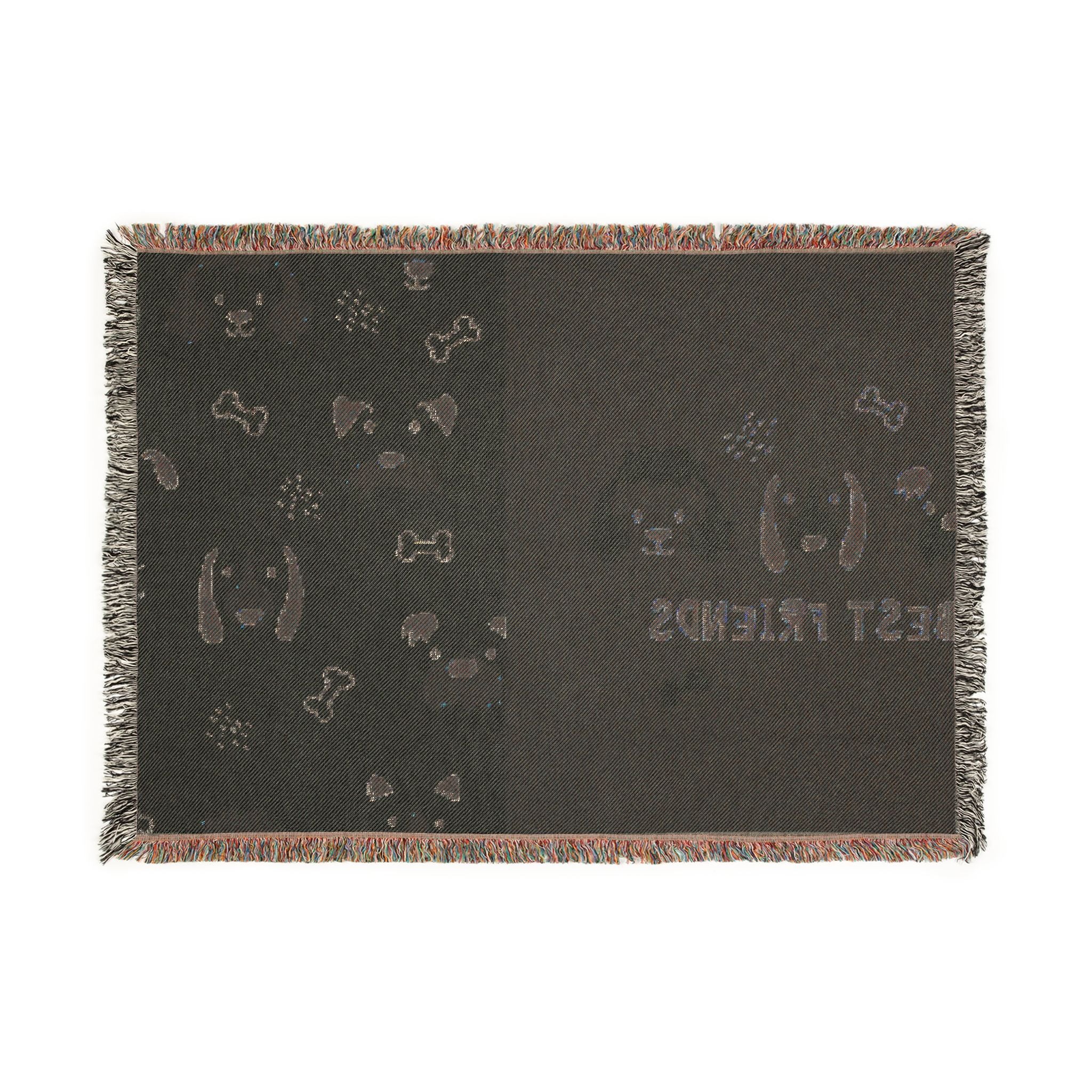 Best Friends Dog Woven Throw Blanket — Cute Paw Print & Pup Pattern