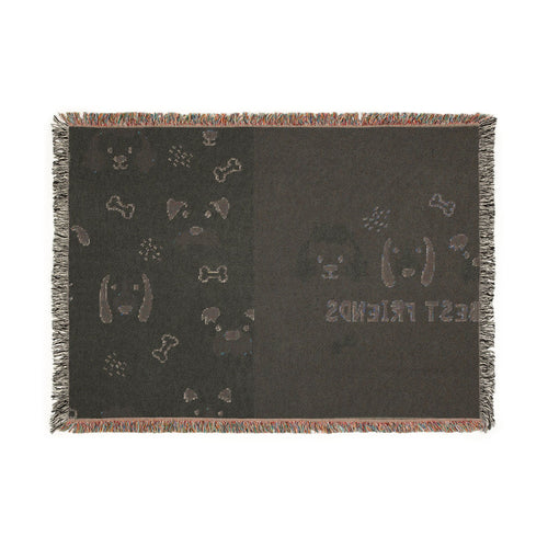 Best Friends Dog Woven Throw Blanket — Cute Paw Print & Pup Pattern