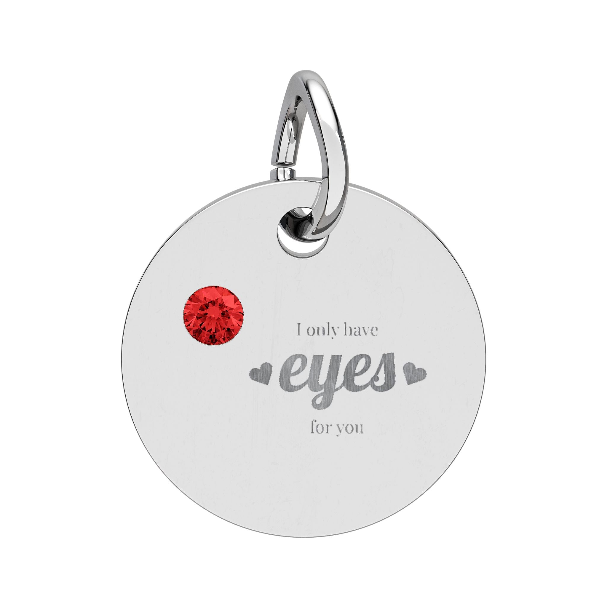 Engravable Birthstone Circle Charm — Personalized Initial/Name Pendant