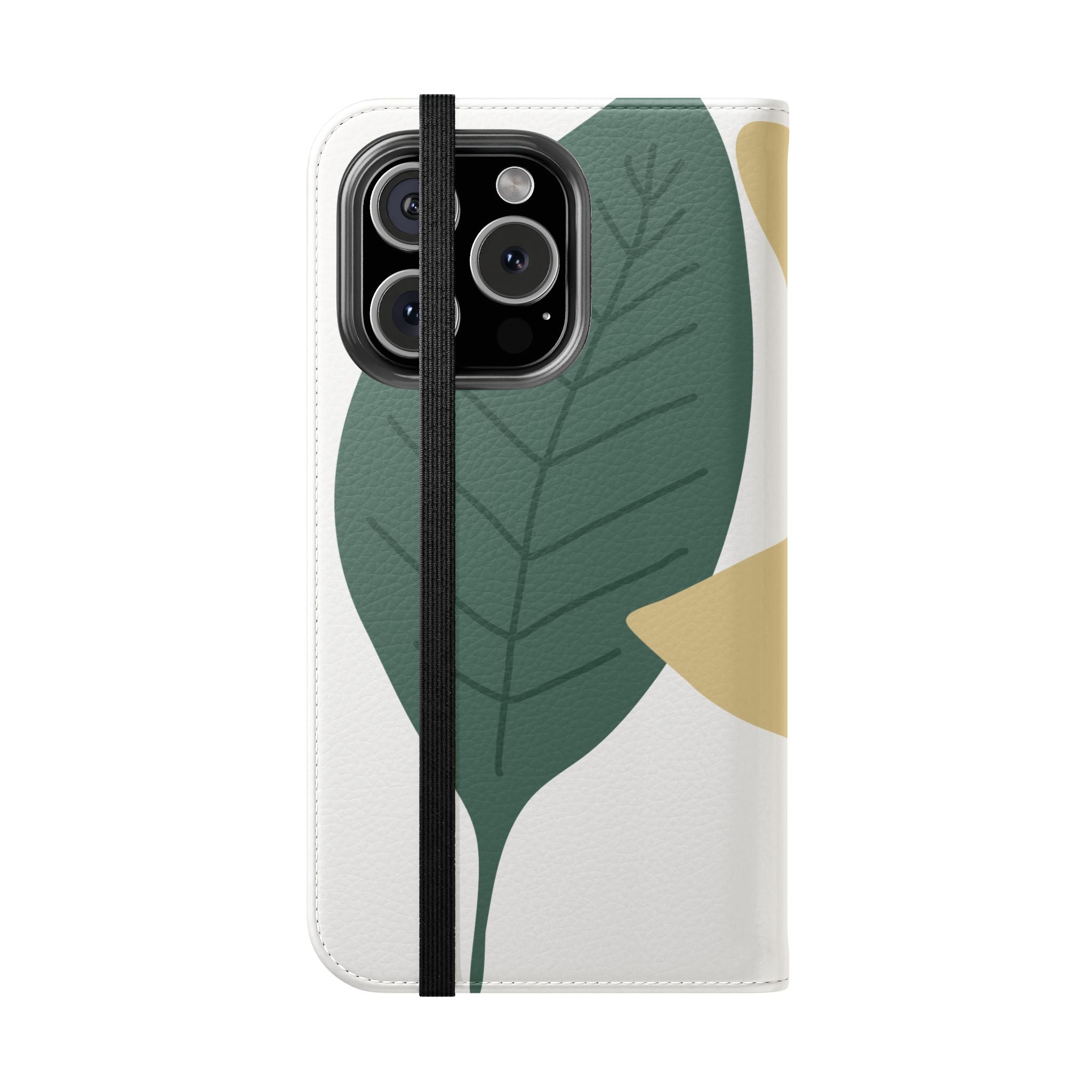 Botanical Leaf Flip Phone Case — Floral Wallet Flip Case with Card Slots