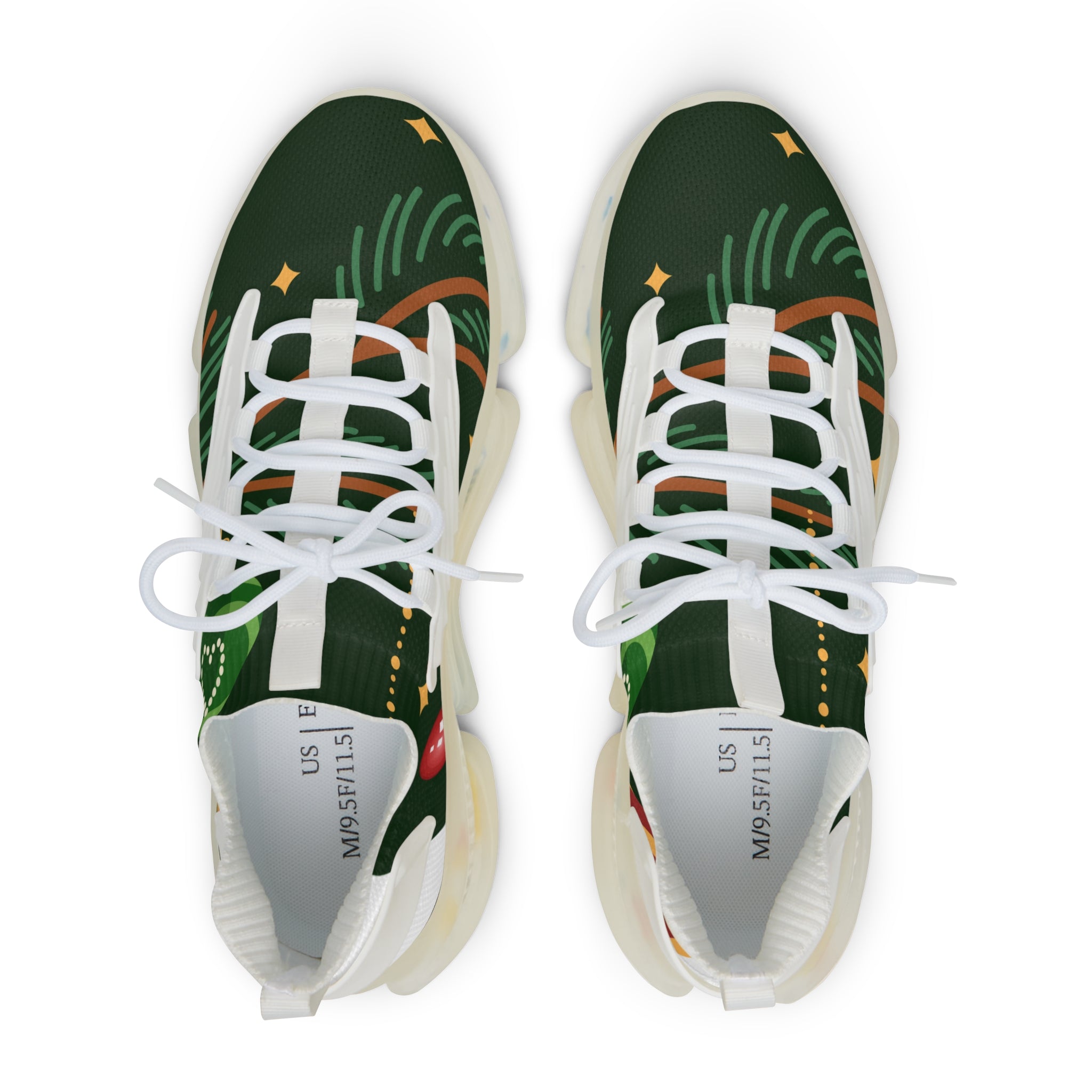 Christmas Tree Pattern Men's Mesh Sneakers — Festive Holiday Athletic Shoes