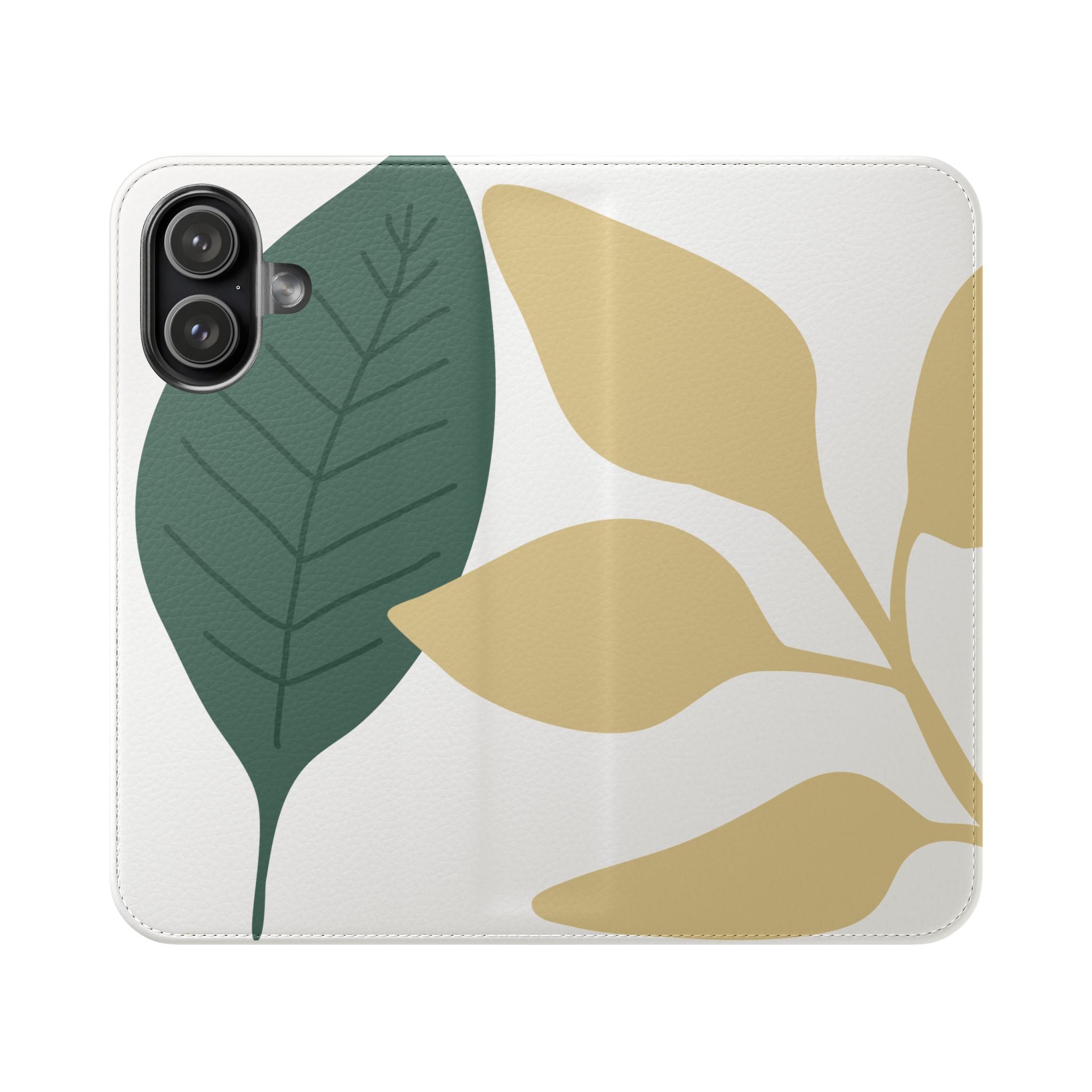Botanical Leaf Flip Phone Case — Floral Wallet Flip Case with Card Slots