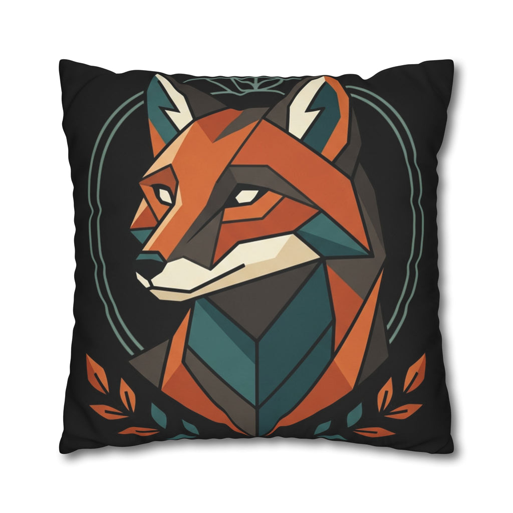 Geometric Fox Throw Pillowcase — Modern Rustic Accent Pillow Cover