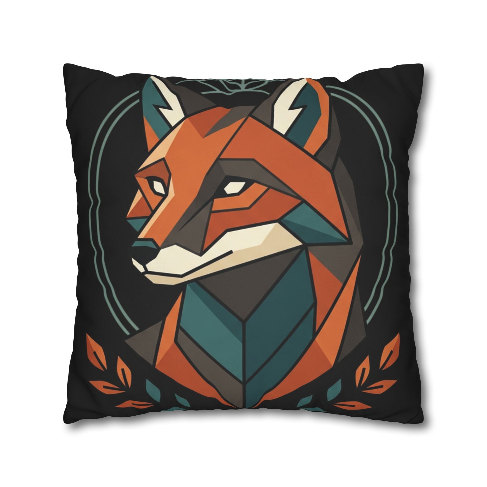 Geometric Fox Throw Pillowcase — Modern Rustic Accent Pillow Cover