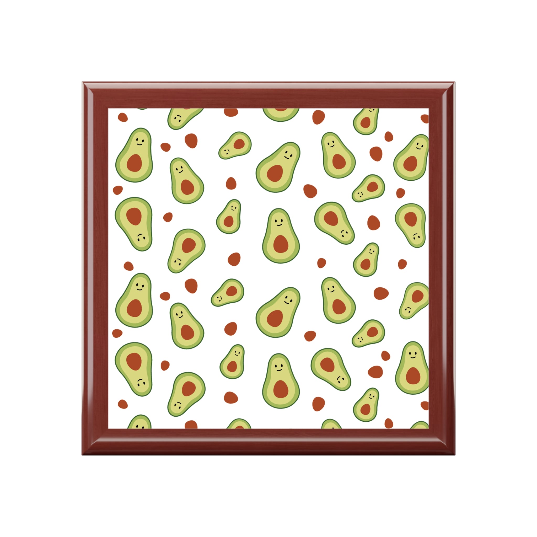 Avocado Pattern Jewelry Box — Cute Avocado Keepsake Box for Desk or Gift