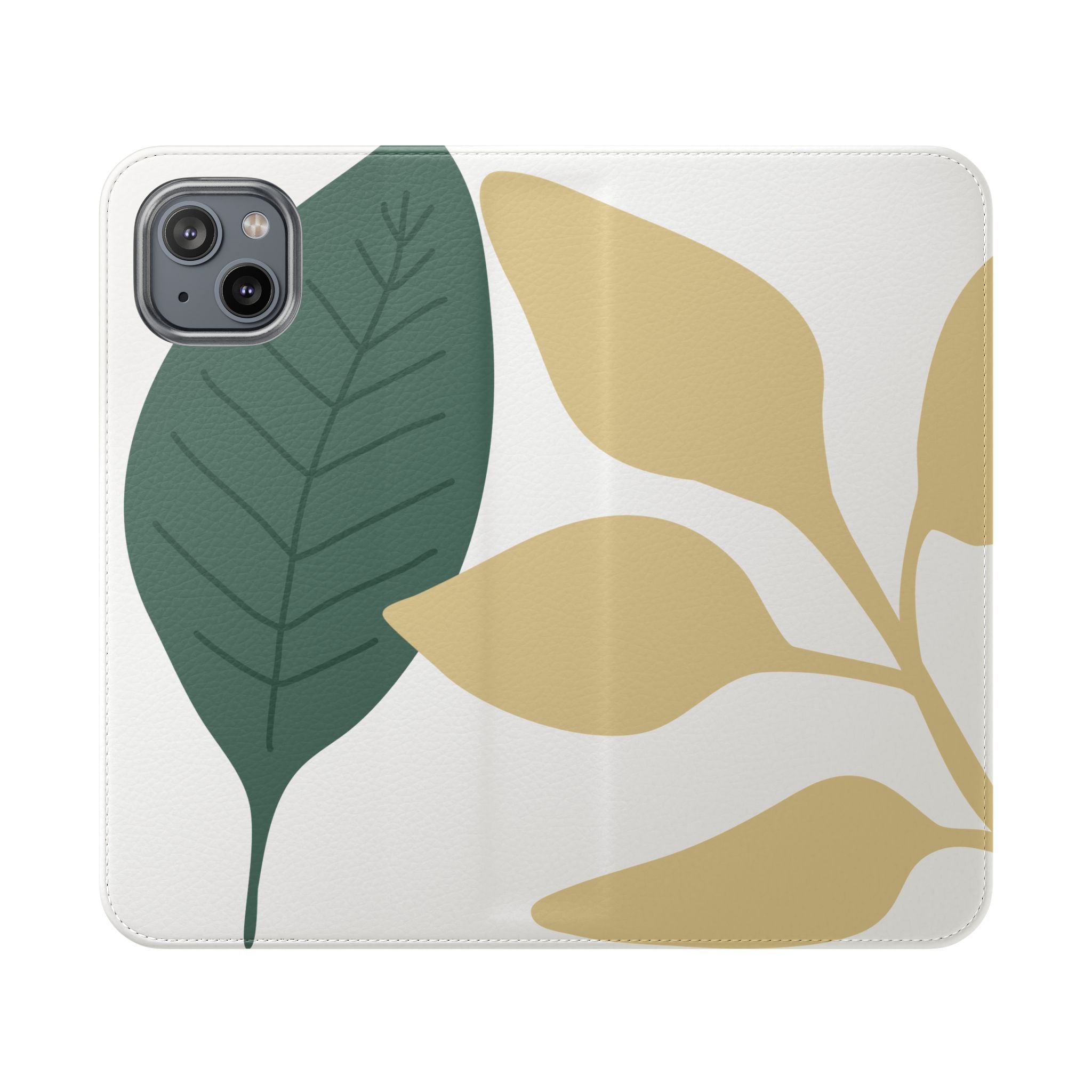 Botanical Leaf Flip Phone Case — Floral Wallet Flip Case with Card Slots