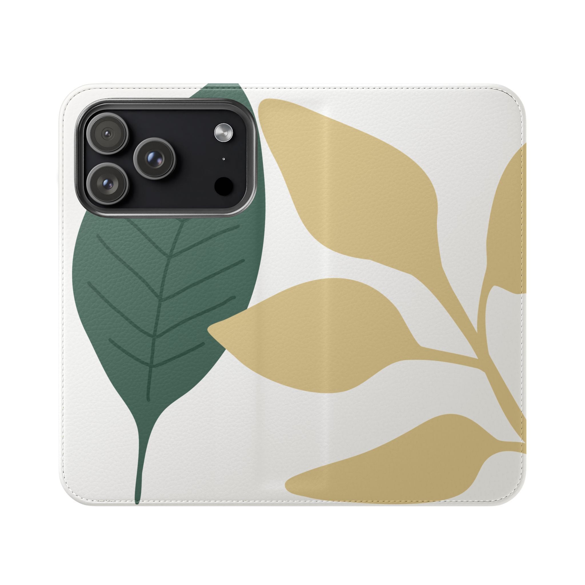 Botanical Leaf Flip Phone Case — Floral Wallet Flip Case with Card Slots