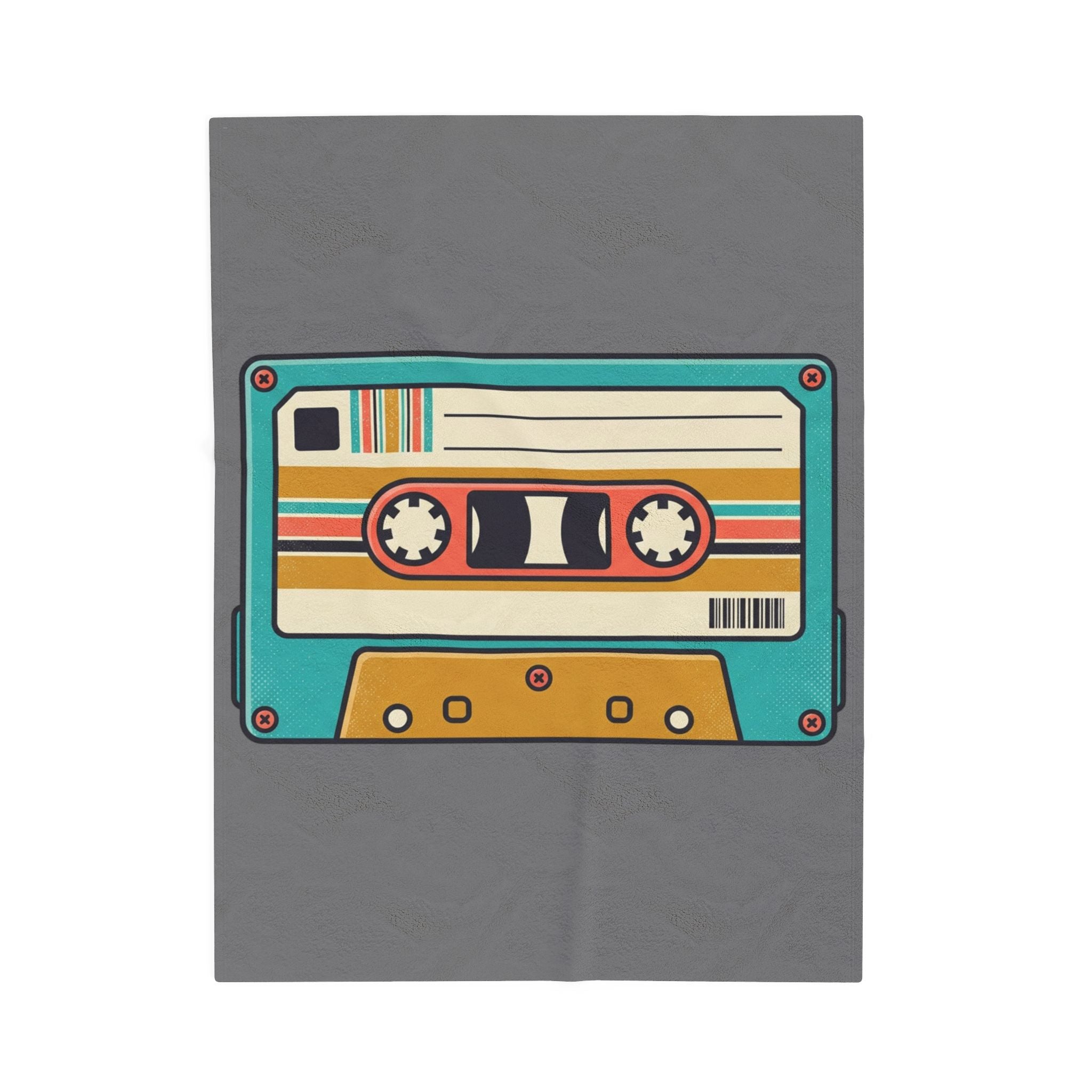 Retro Cassette Velveteen Plush Blanket — Vintage Tape Throw for Music Lovers