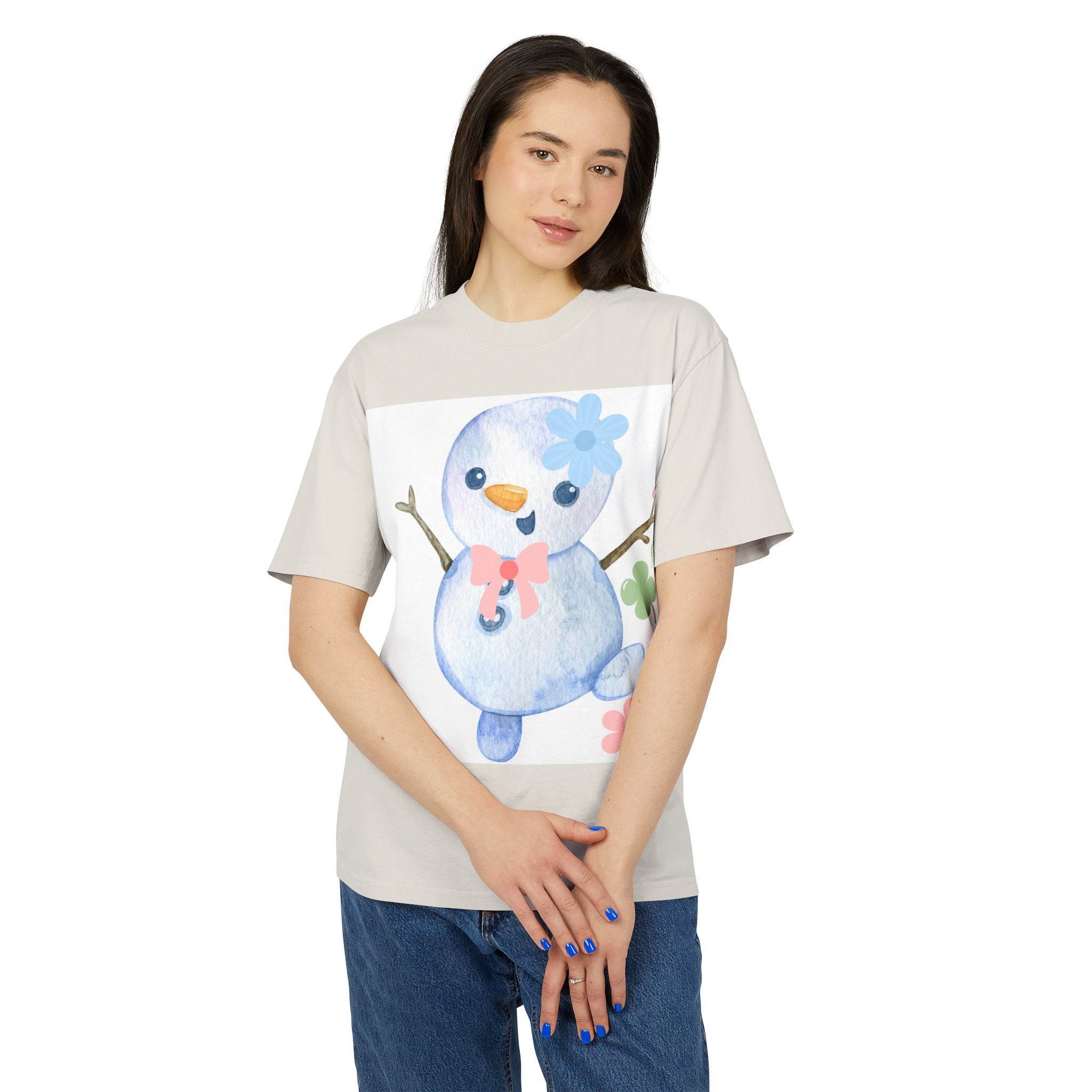 Cute Snowman & Penguin Graphic Tee — Winter Holiday Kids' Shirt