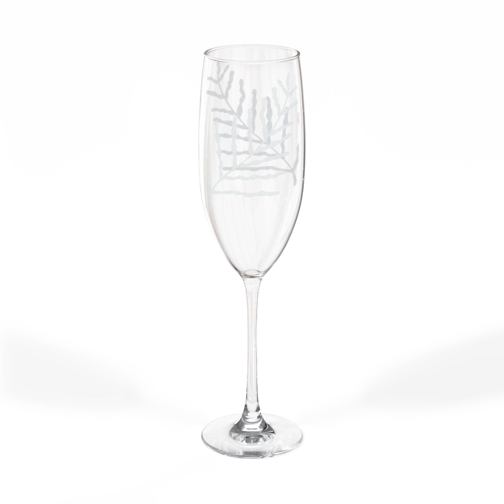 Engraved 8oz Champagne Flute — Elegant Botanical Branch Design (Personalizable)