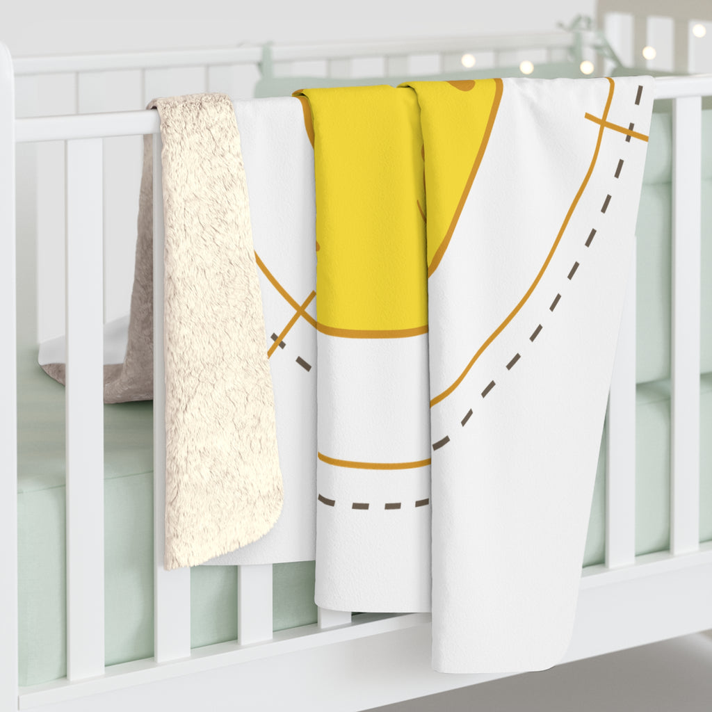 Cheese Moon Sherpa Fleece Blanket — Cute Planetary Snack Design