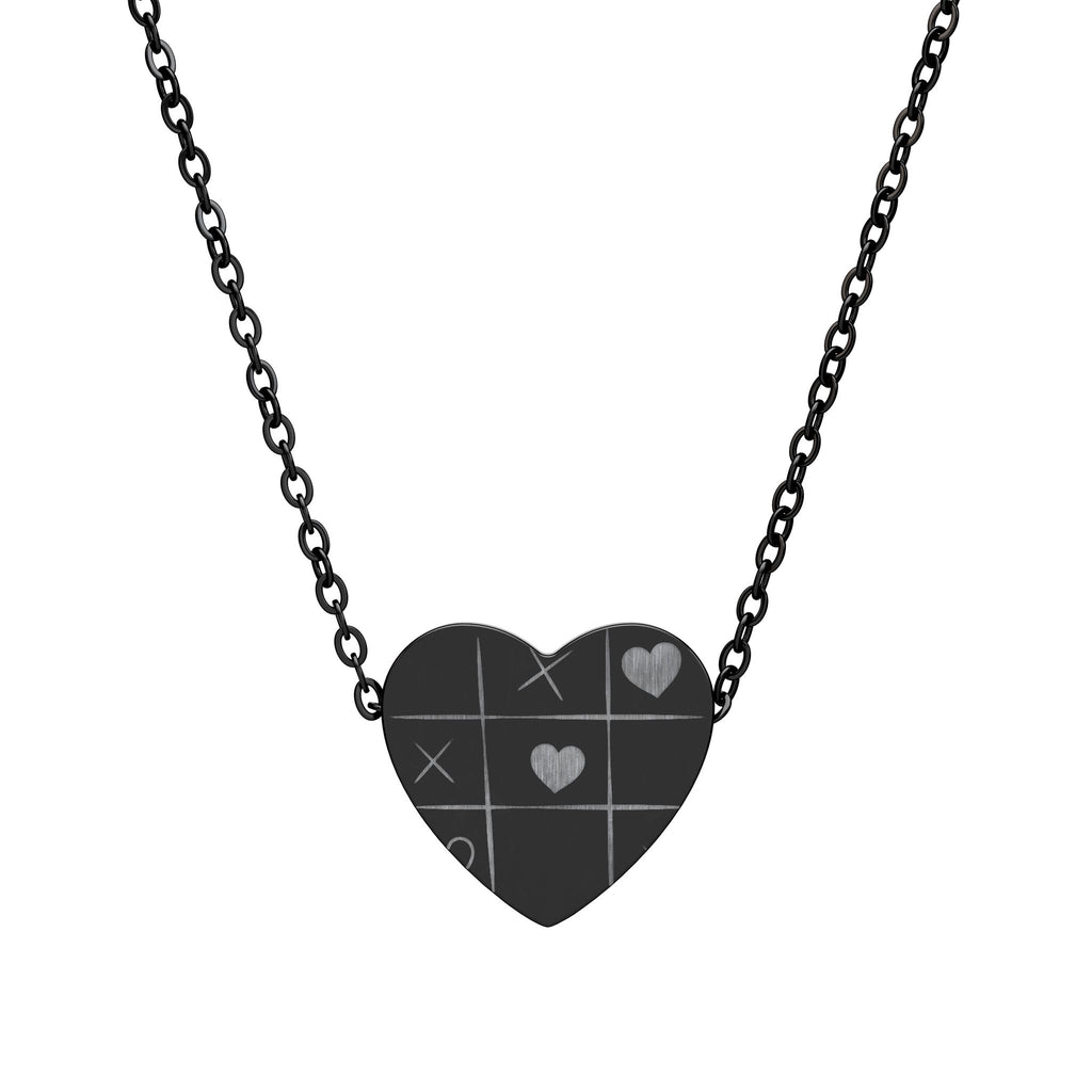 Engravable Heart Necklace — Personalized Grid Heart Pendant