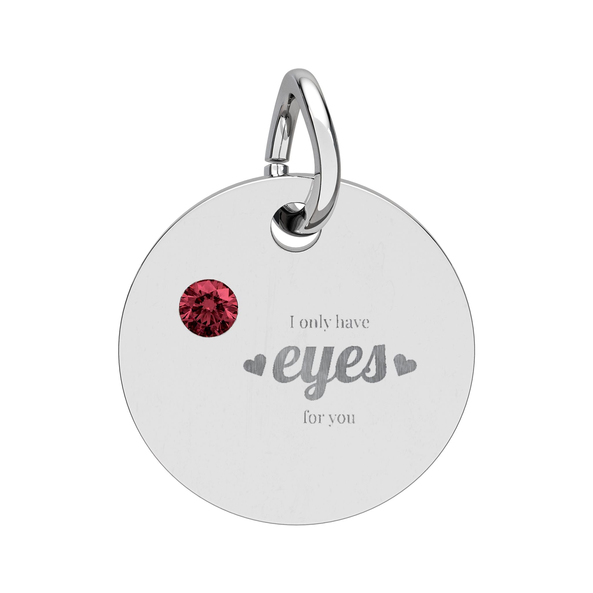 Engravable Birthstone Circle Charm — Personalized Initial/Name Pendant