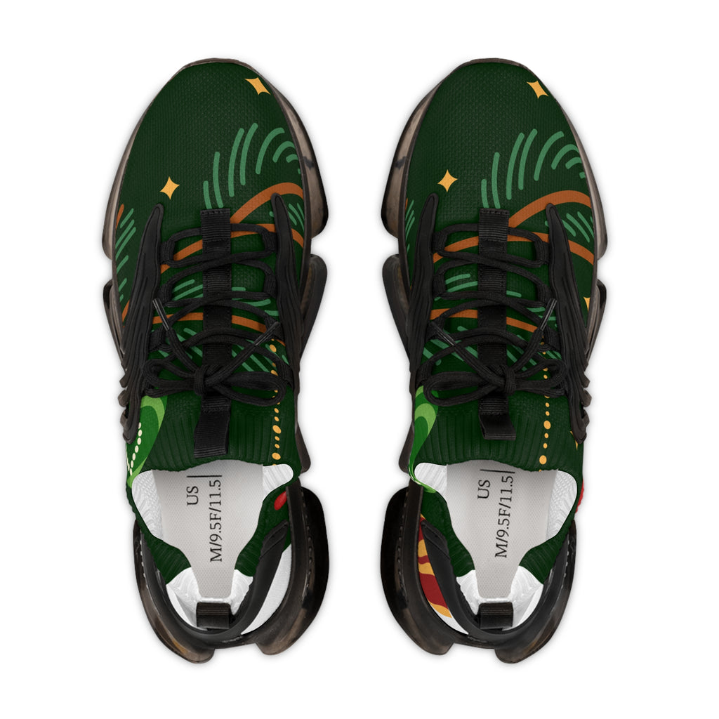 Christmas Tree Pattern Men's Mesh Sneakers — Festive Holiday Athletic Shoes