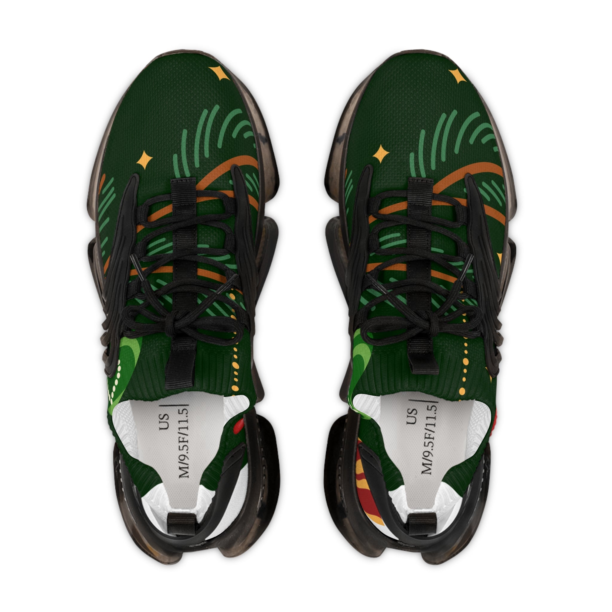 Christmas Tree Pattern Men's Mesh Sneakers — Festive Holiday Athletic Shoes