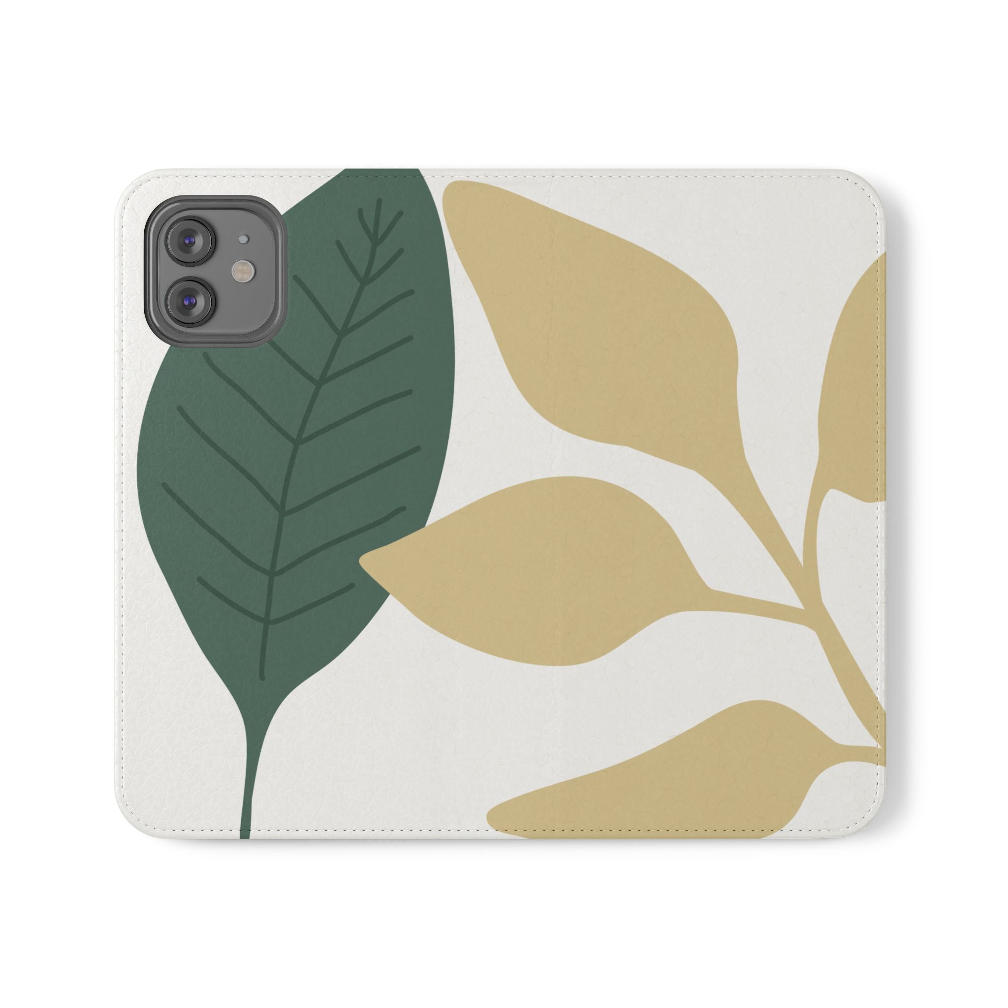 Botanical Leaf Flip Phone Case — Floral Wallet Flip Case with Card Slots