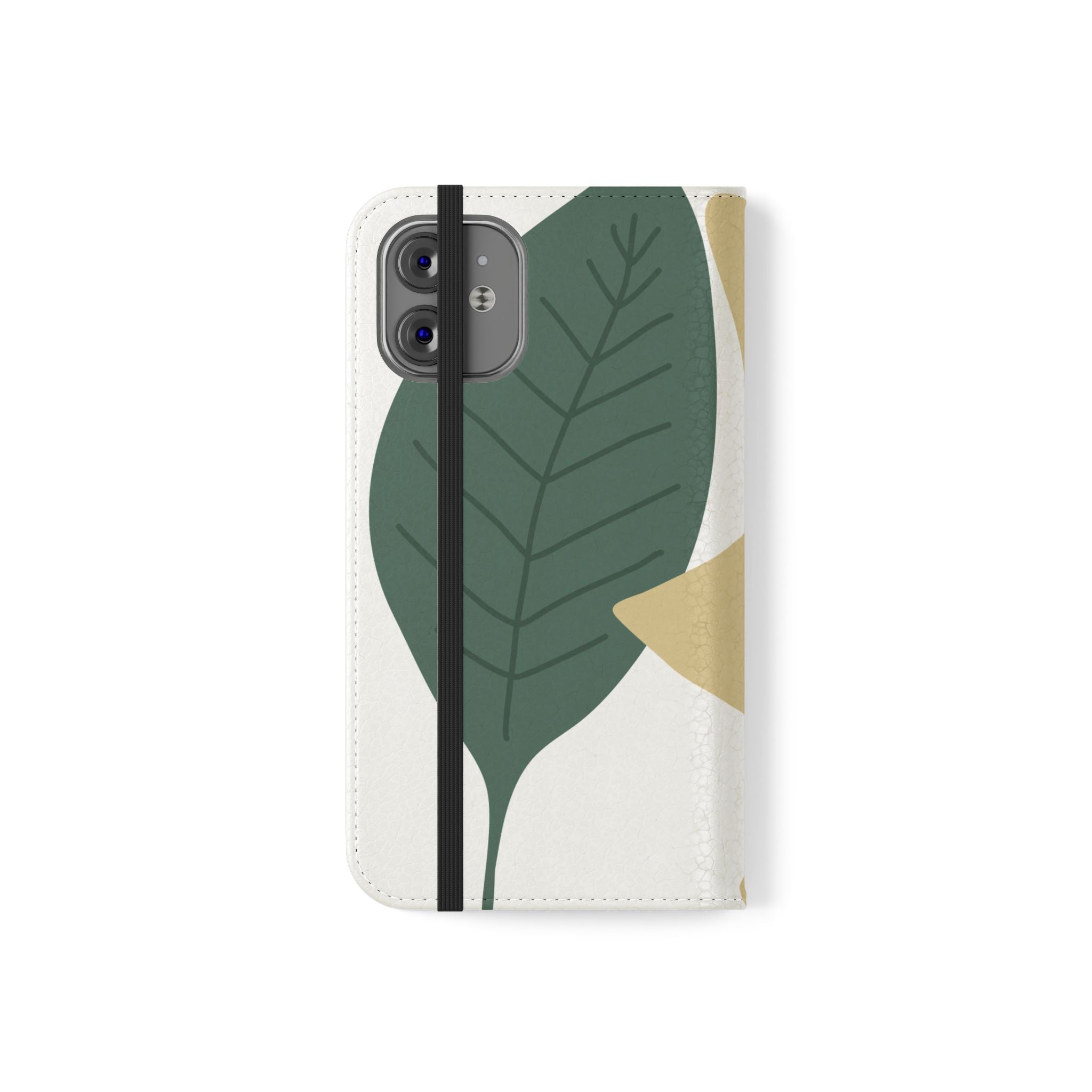 Botanical Leaf Flip Phone Case — Floral Wallet Flip Case with Card Slots