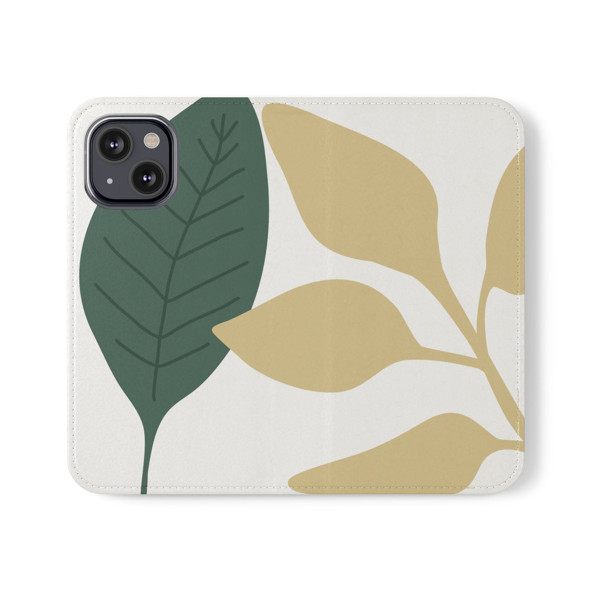 Botanical Leaf Flip Phone Case — Floral Wallet Flip Case with Card Slots