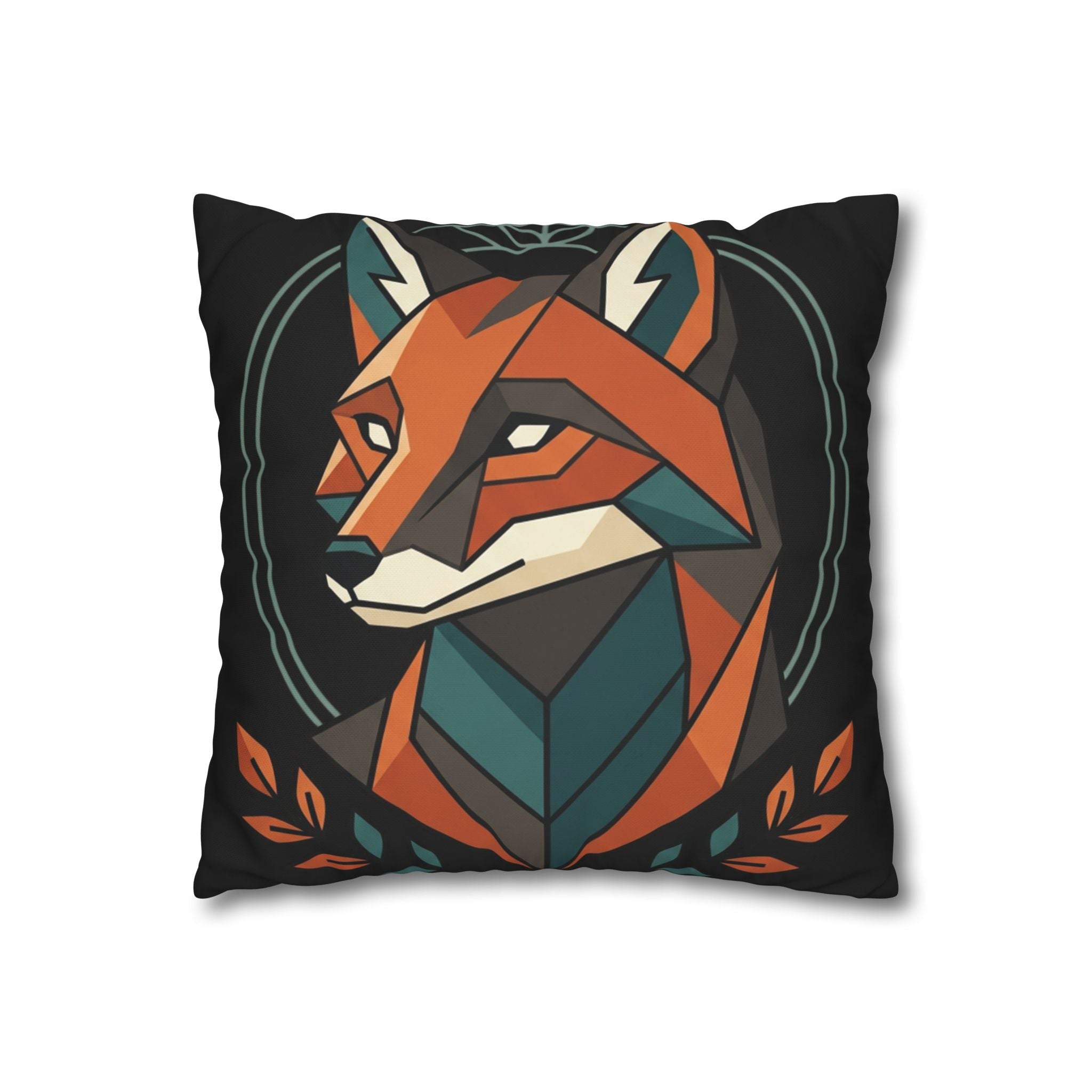 Geometric Fox Throw Pillowcase — Modern Rustic Accent Pillow Cover