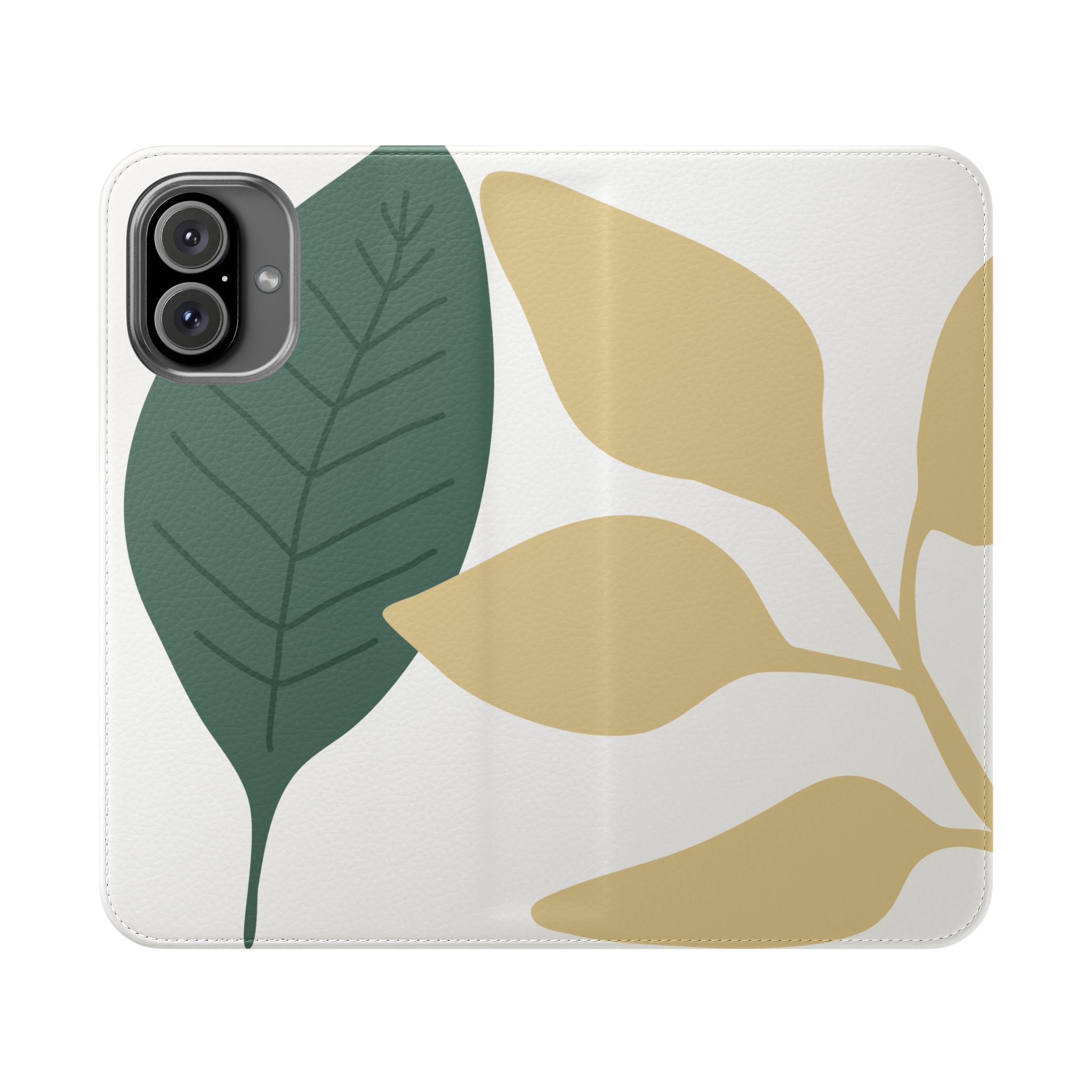 Botanical Leaf Flip Phone Case — Floral Wallet Flip Case with Card Slots