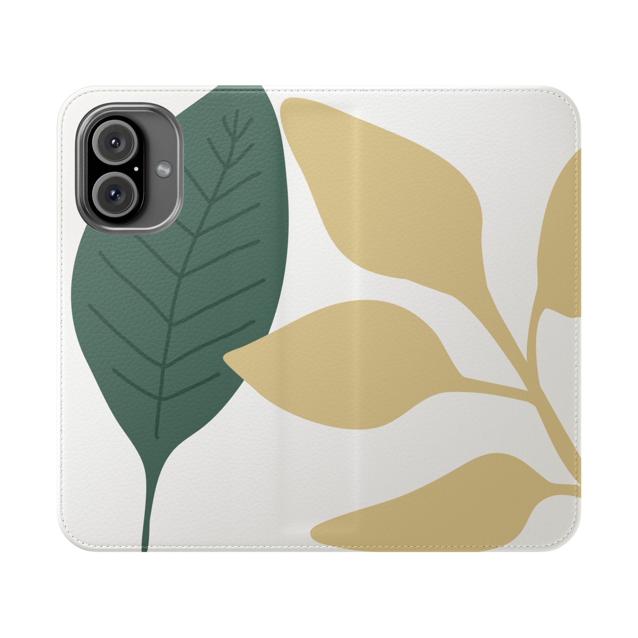 Botanical Leaf Flip Phone Case — Floral Wallet Flip Case with Card Slots