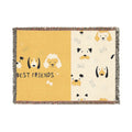 Best Friends Dog Woven Throw Blanket — Cute Paw Print & Pup Pattern