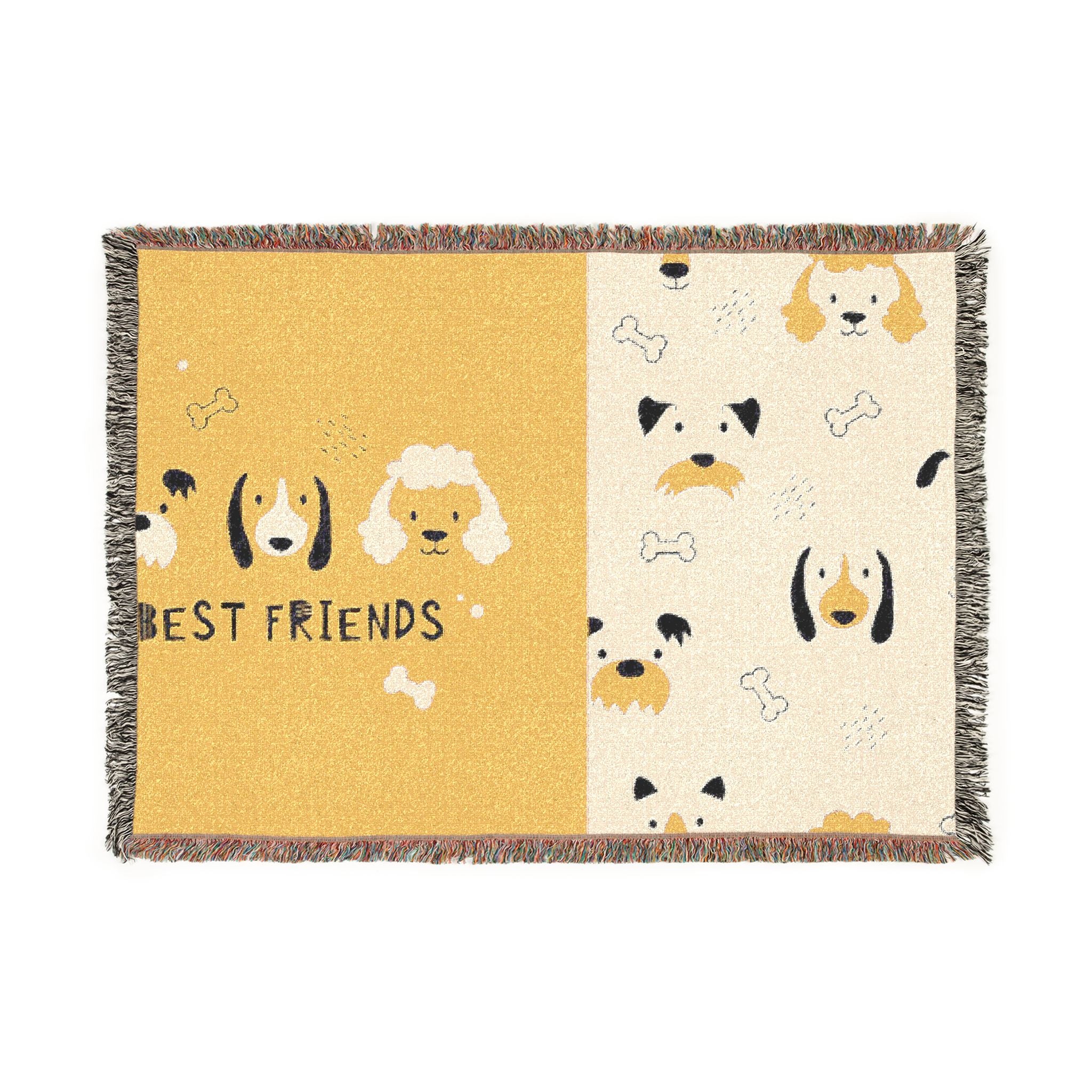 Best Friends Dog Woven Throw Blanket — Cute Paw Print & Pup Pattern