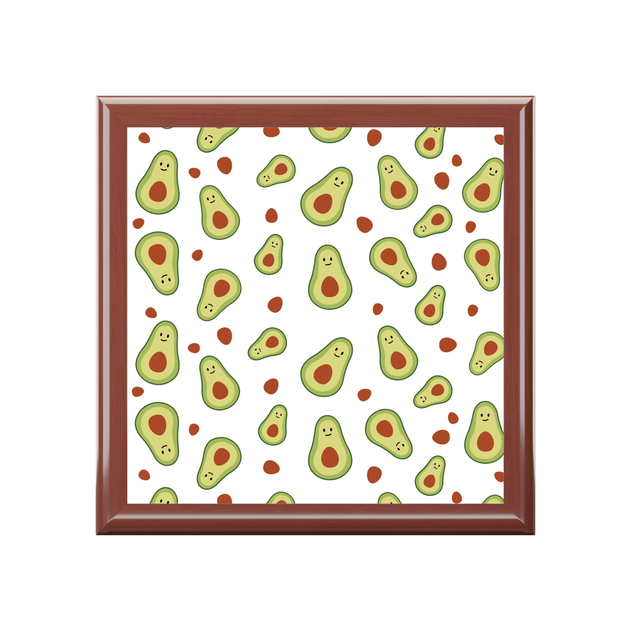 Avocado Pattern Jewelry Box — Cute Avocado Keepsake Box for Desk or Gift