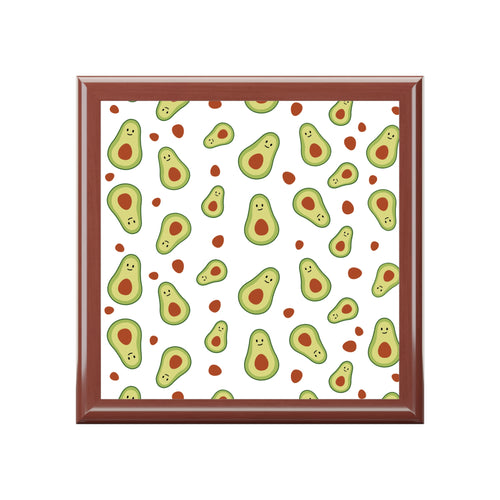 Avocado Pattern Jewelry Box — Cute Avocado Keepsake Box for Desk or Gift